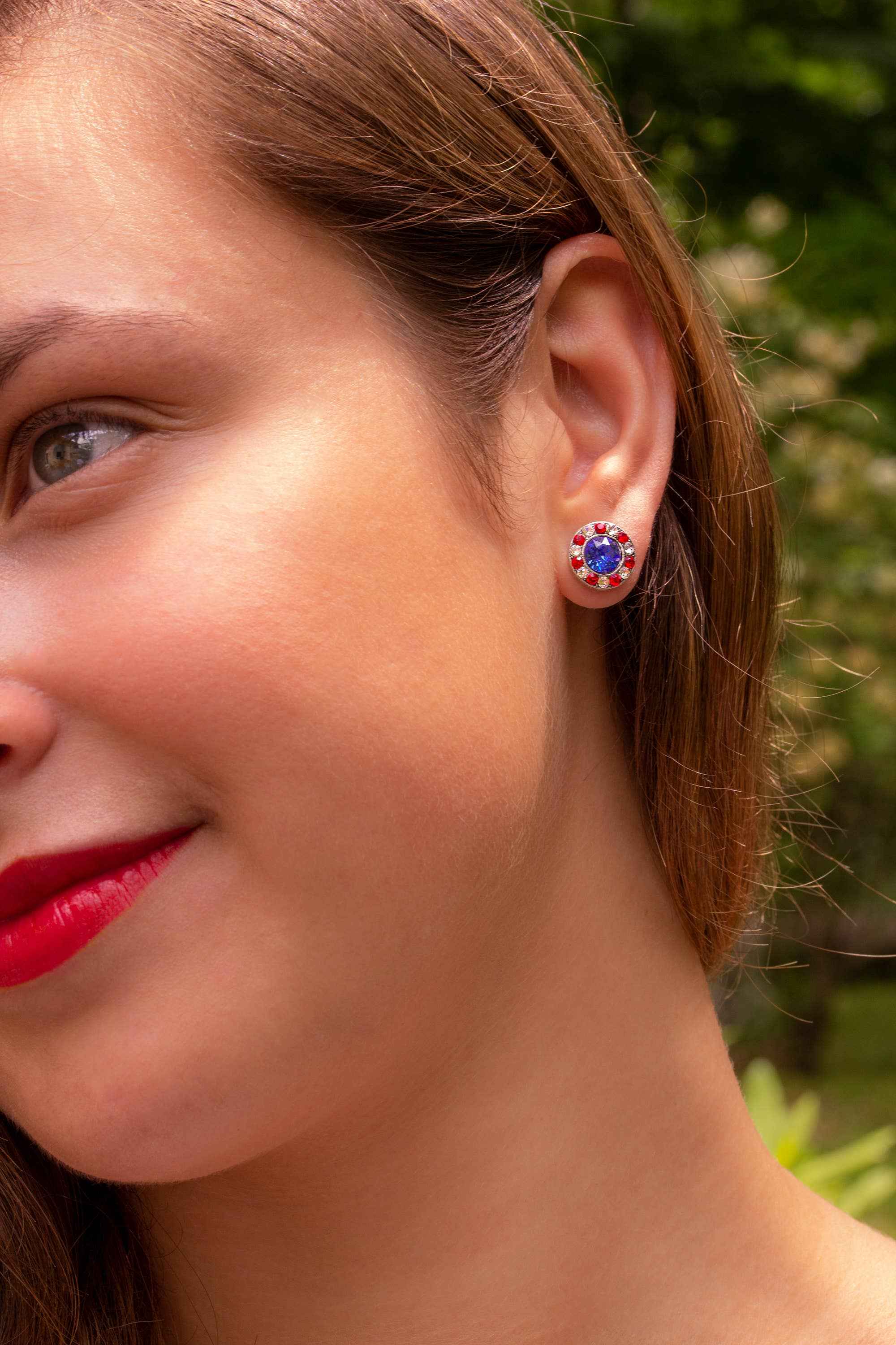 Americana Crystal Halo Earrings - Image 2