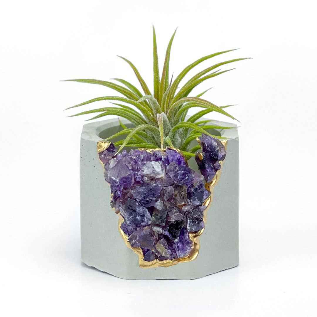 Amethyst Geode Planter, Concrete - Image 5