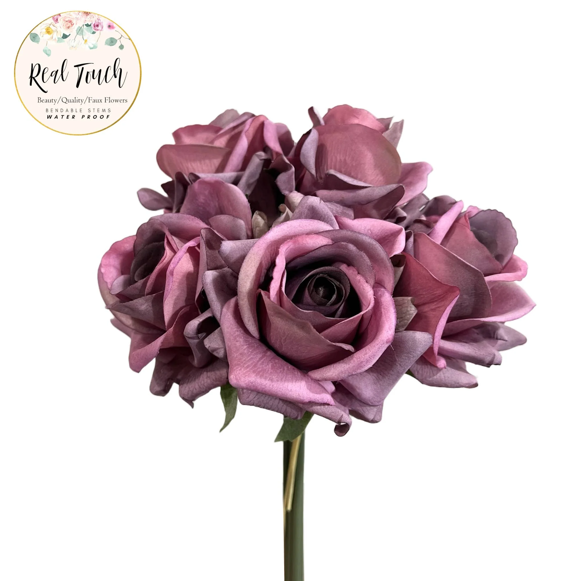 10" Pack of 5 Stems-Moisturized coating Real Touch Rose - Image 10