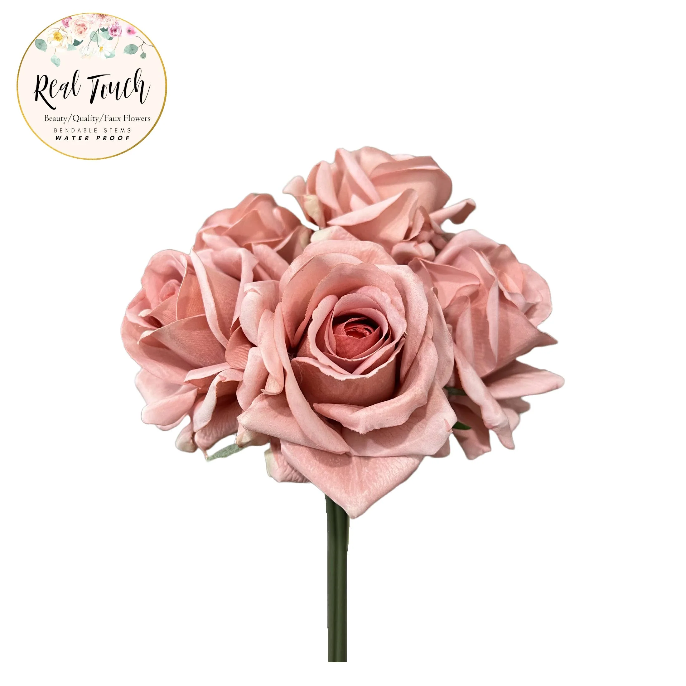 10" Pack of 5 Stems-Moisturized coating Real Touch Rose - Image 11