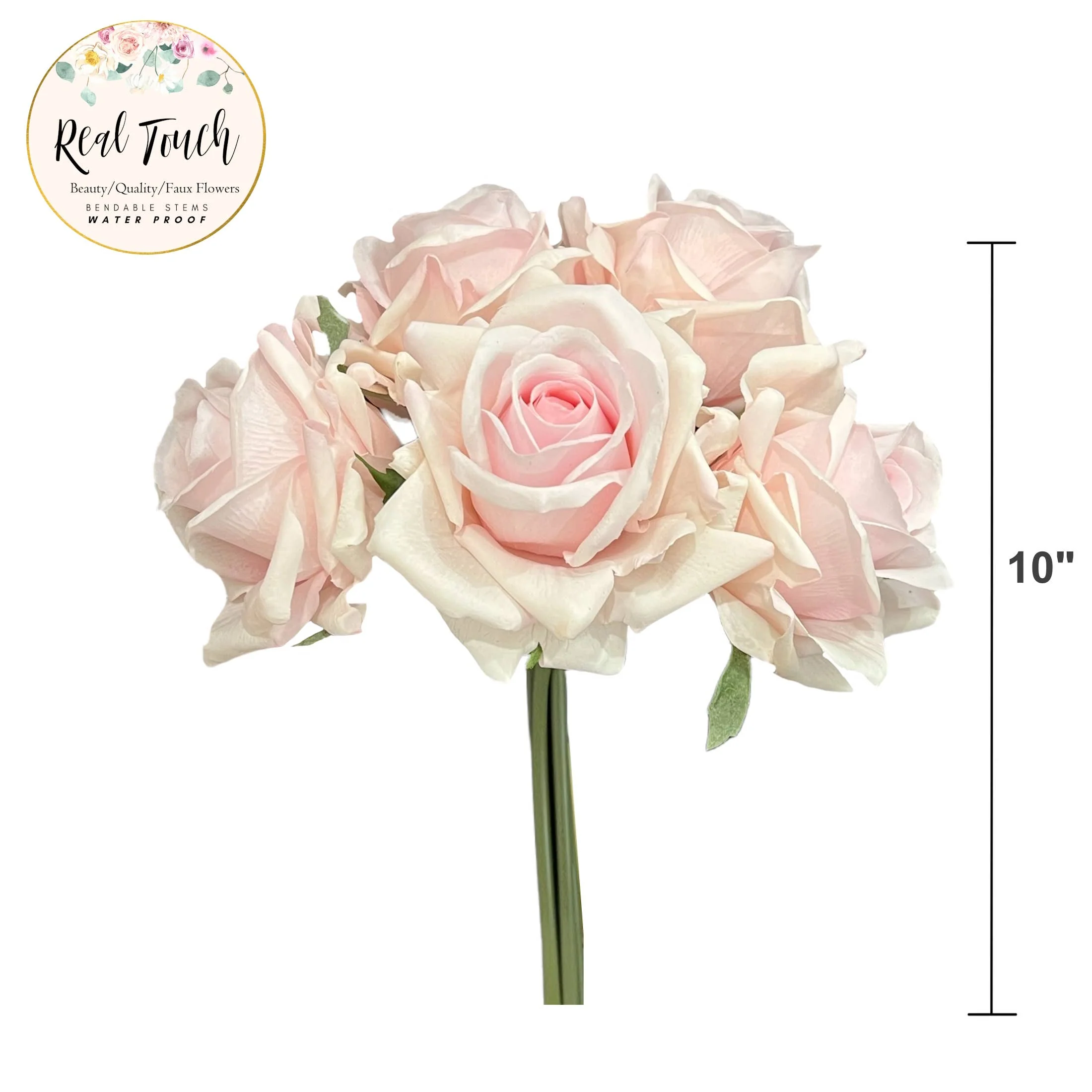 10" Pack of 5 Stems-Moisturized coating Real Touch Rose - Image 12