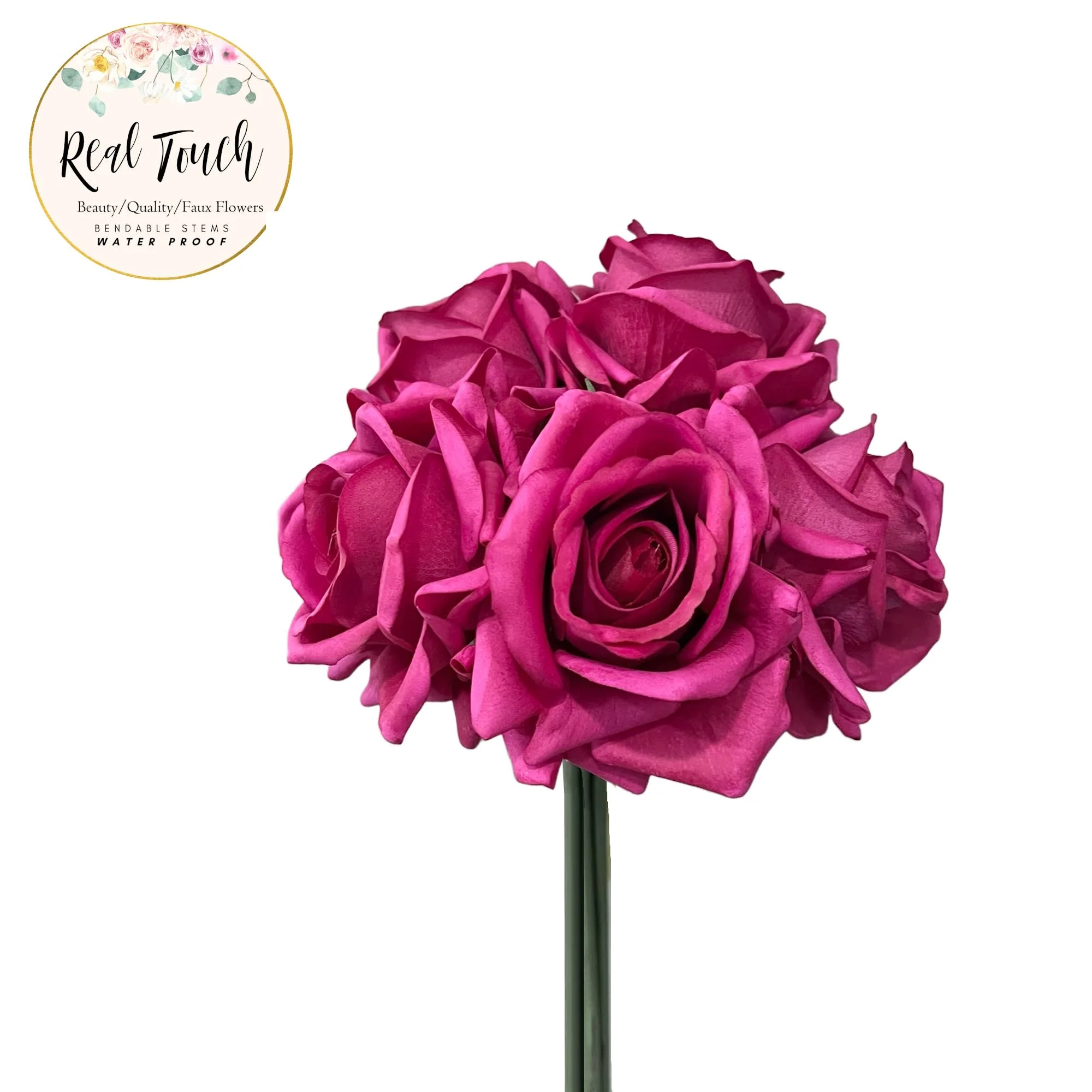 10" Pack of 5 Stems-Moisturized coating Real Touch Rose - Image 3