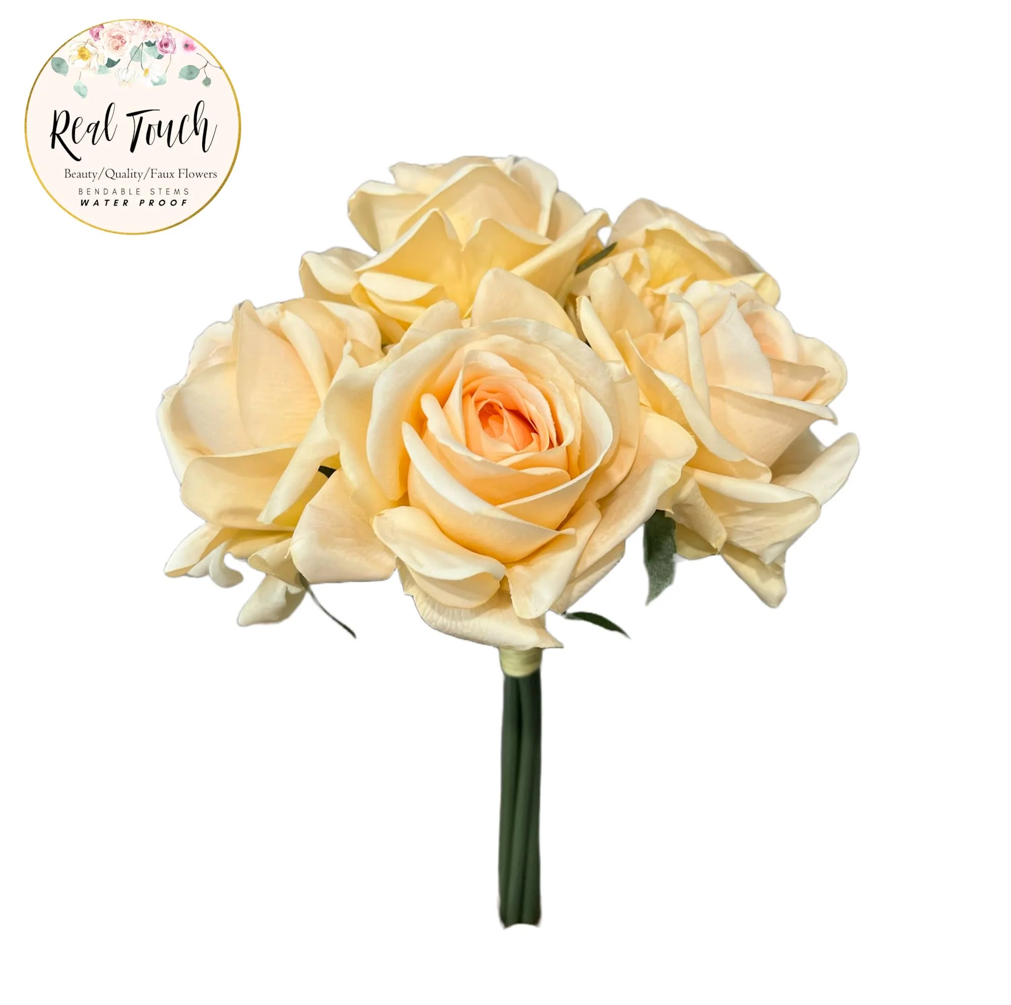 10" Pack of 5 Stems-Moisturized coating Real Touch Rose - Image 9