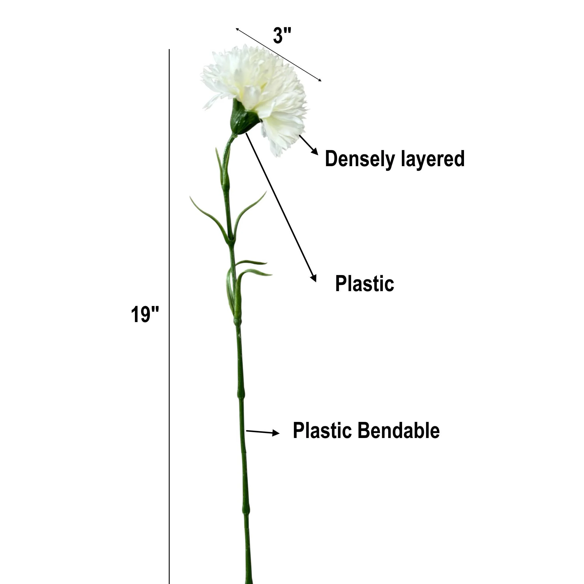 19.5"-Real Touch Classic Artificial Carnation - Image 4
