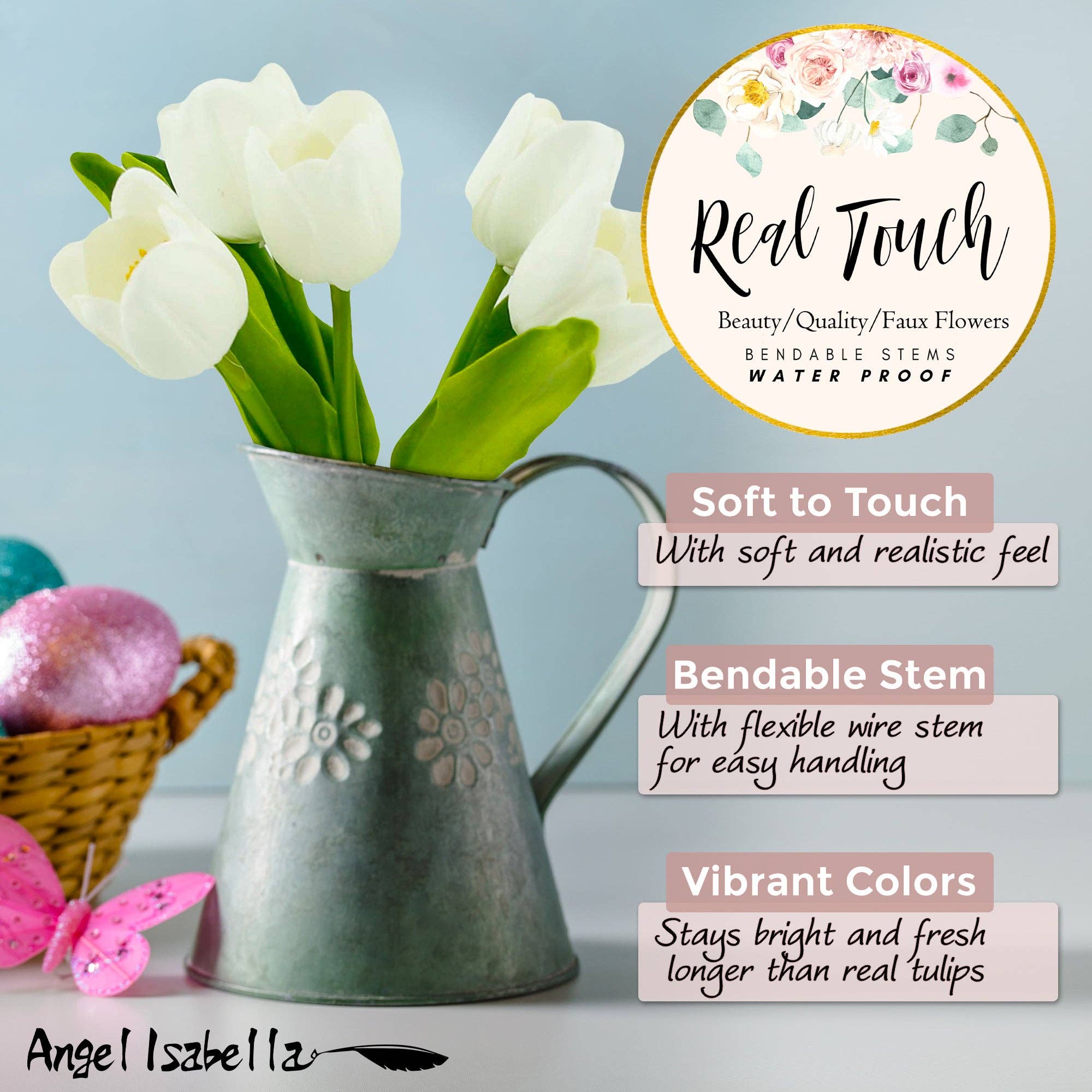Pack of 5-stems Real Touch medium open tulip - Image 8