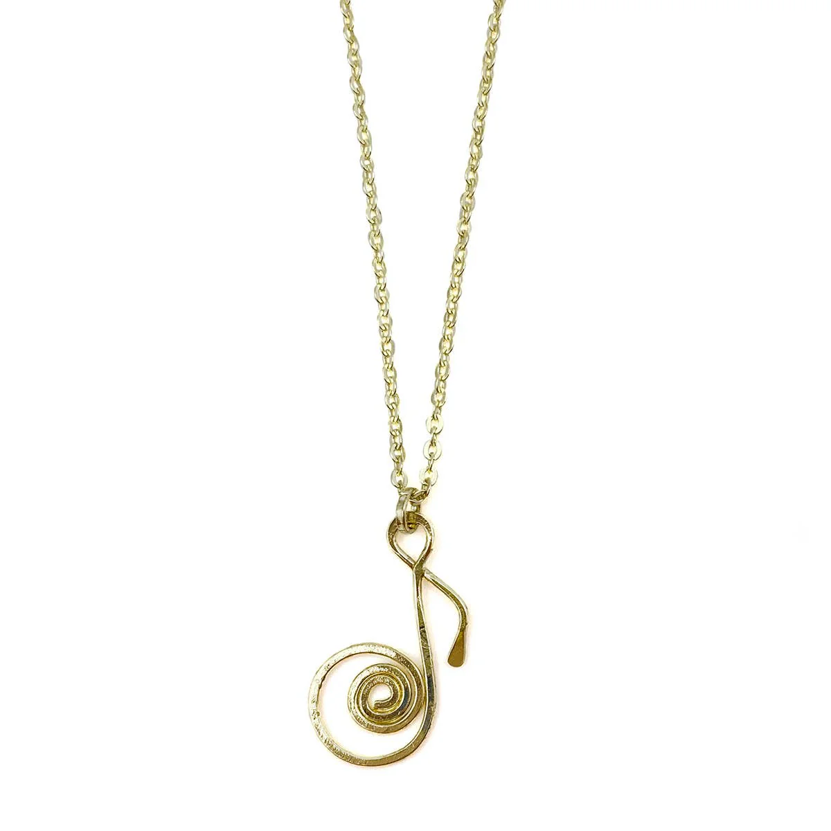 Gold Plated Necklace - Smaller Size Music Note