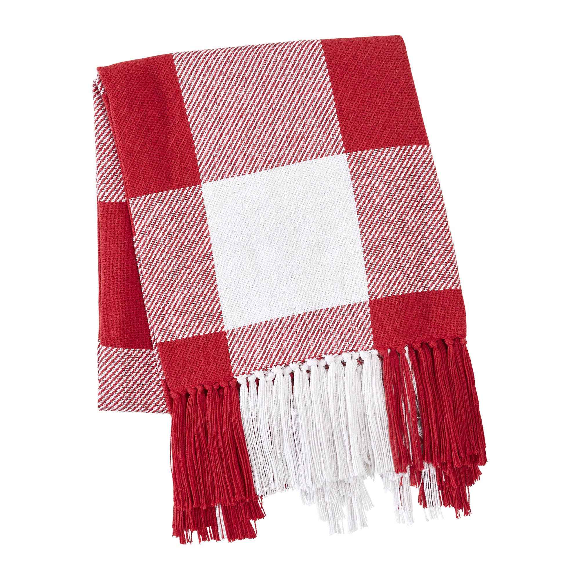 Annie Red Check Woven Throw 50x60 - Image 2
