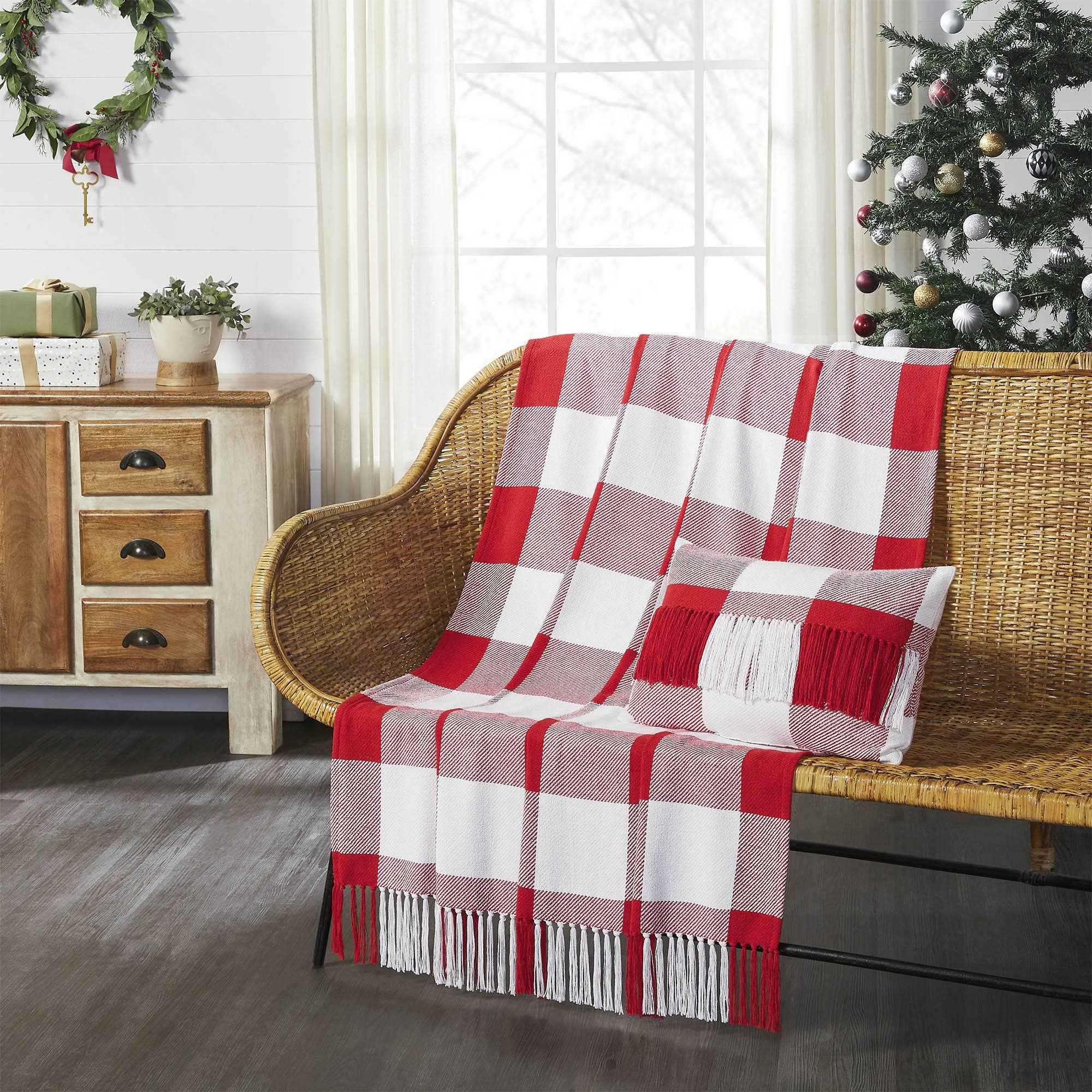 Annie Red Check Woven Throw 50x60 - Image 7