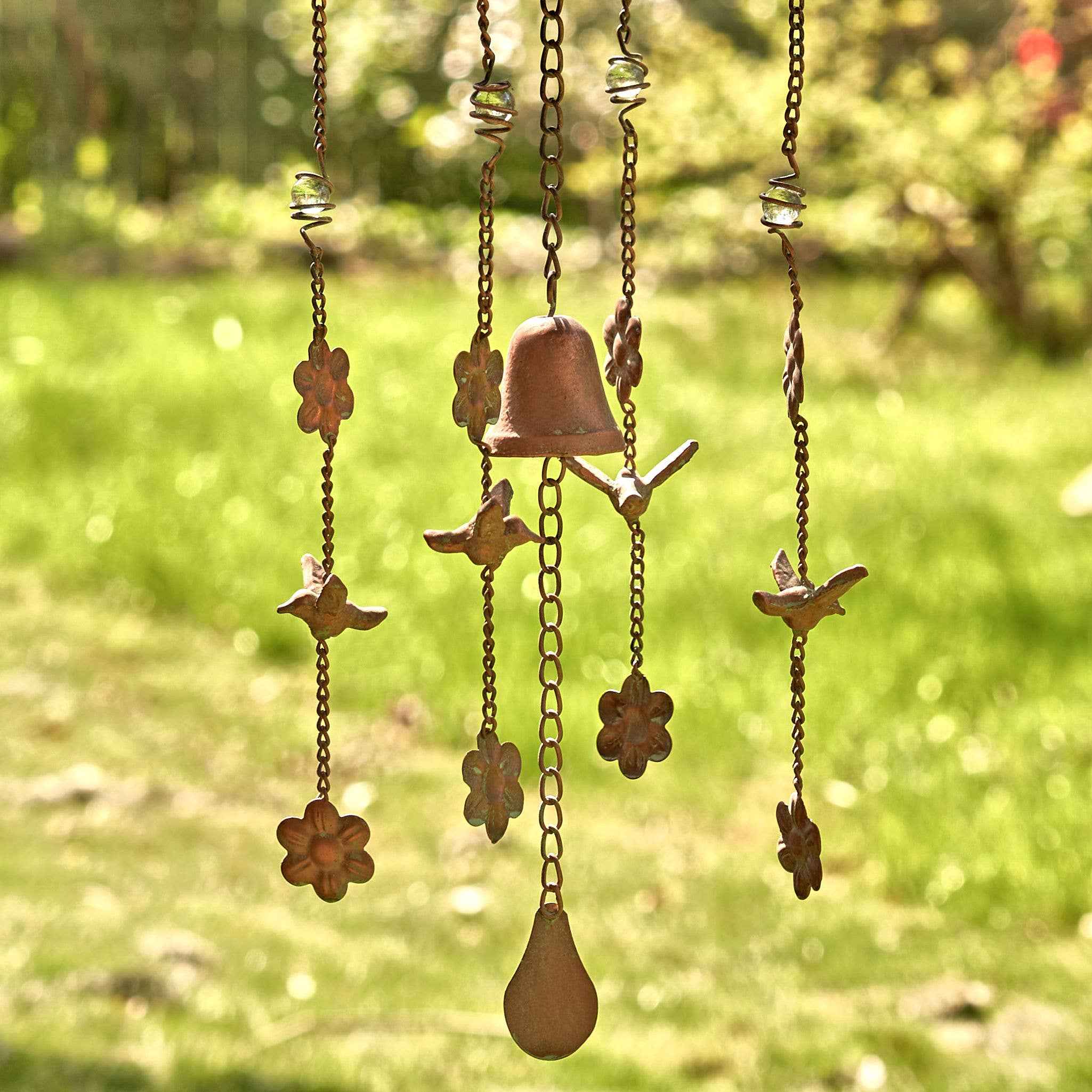 Antique Copper Hanging Birdhouse Wind Chime : Farm House - Image 3