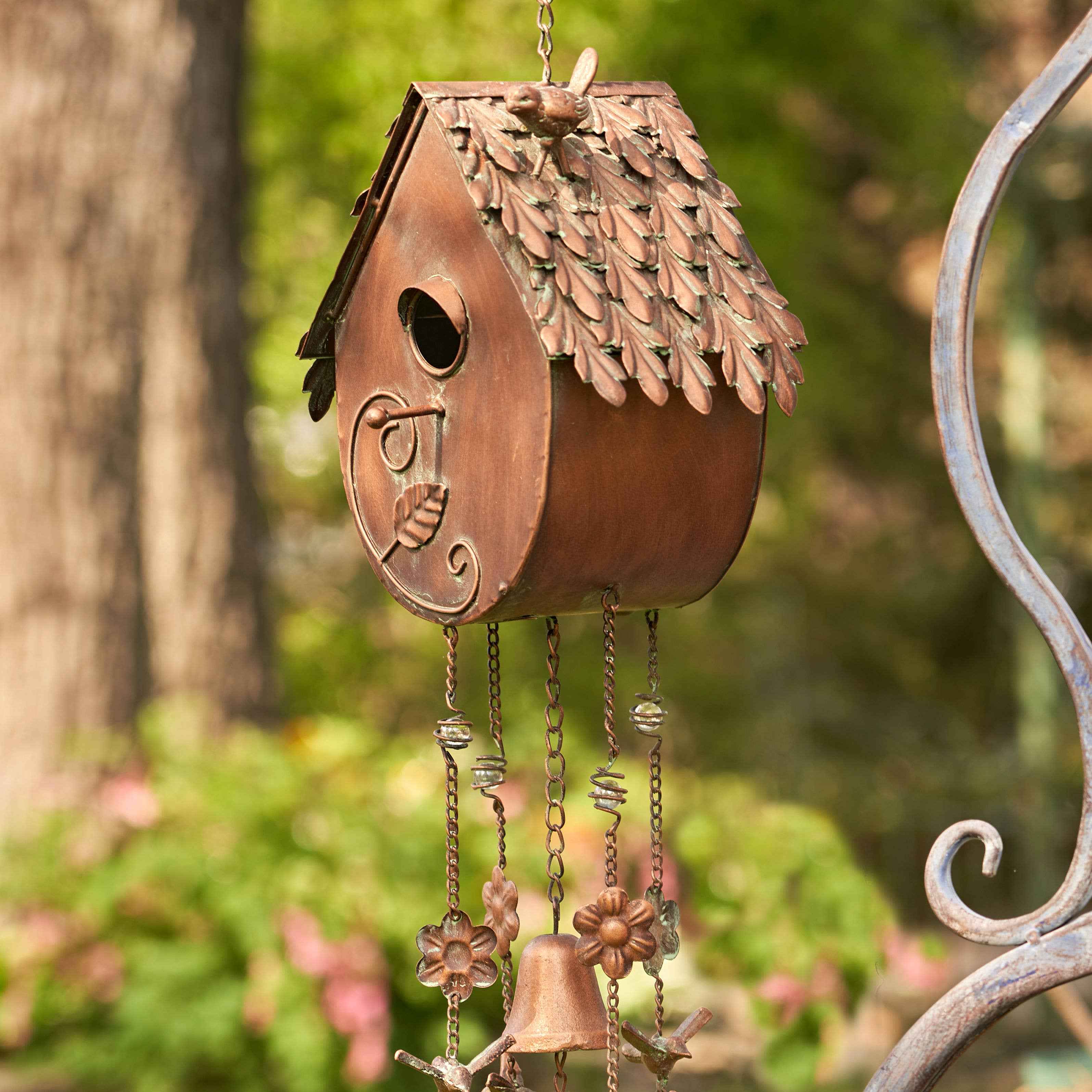 Antique Copper Hanging Birdhouse Wind Chime : Farm House - Image 7