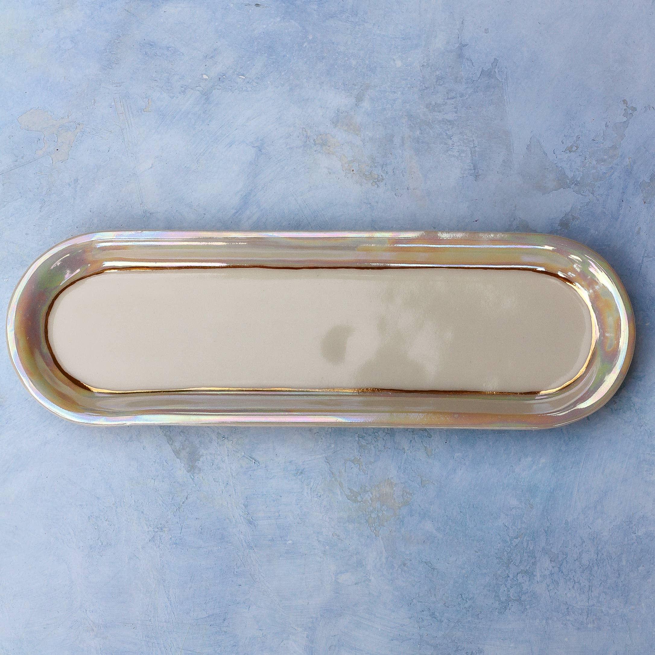 12" Opal Tray Jewelry Dish Handmade with Gold - Image 2