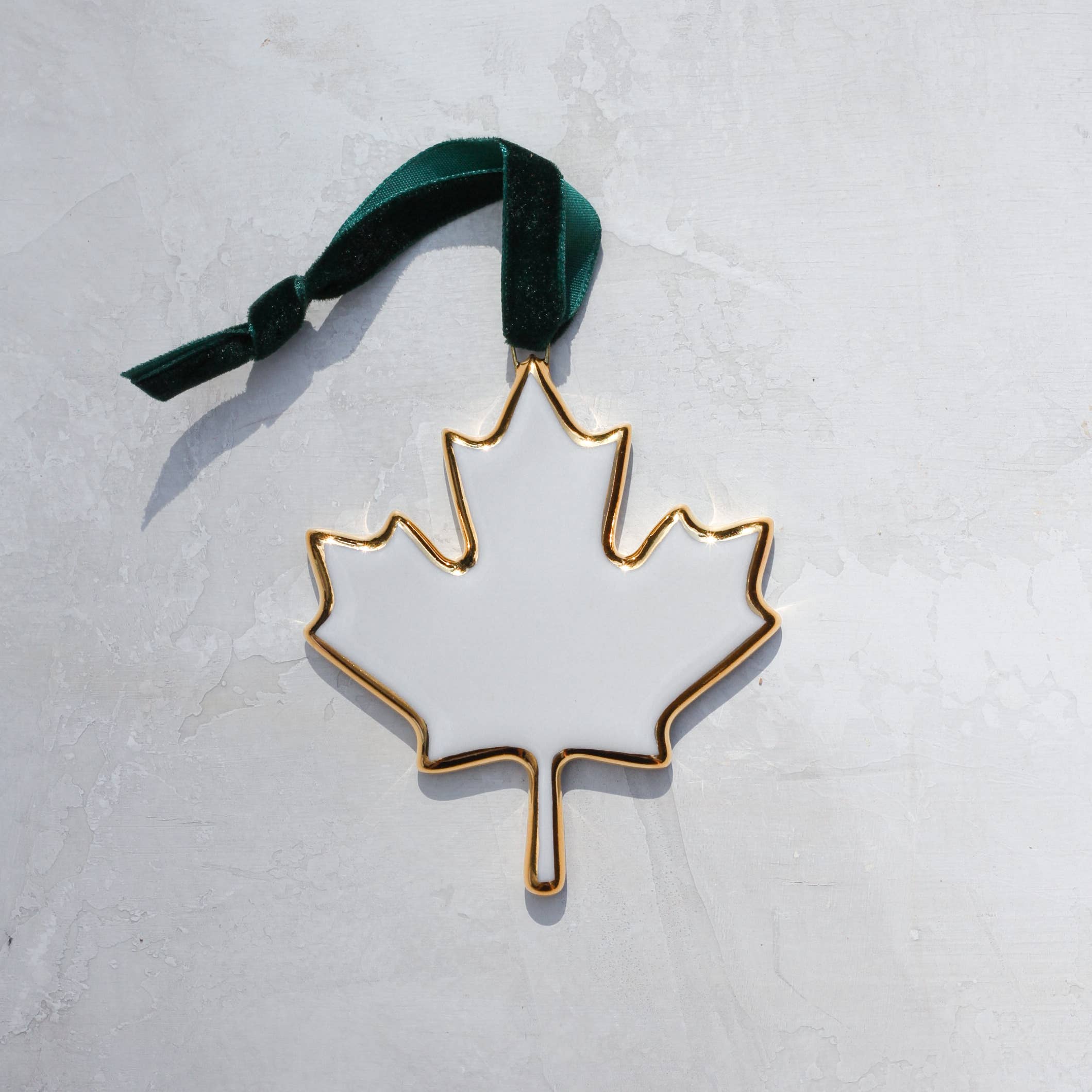 Canada Maple Leaf Porcelain Handmade Ornament w/ 22k Gold
