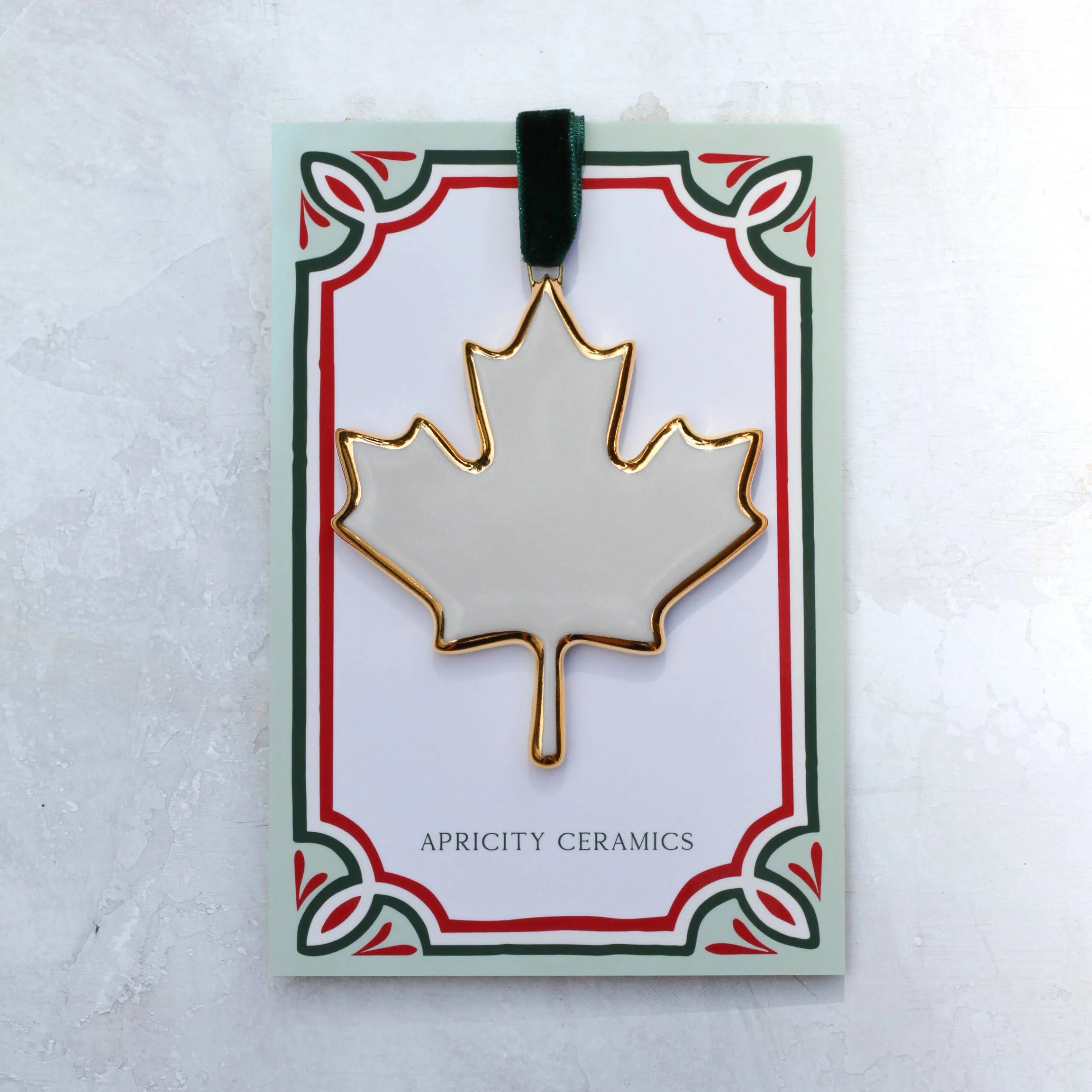 Canada Maple Leaf Porcelain Handmade Ornament w/ 22k Gold - Image 2