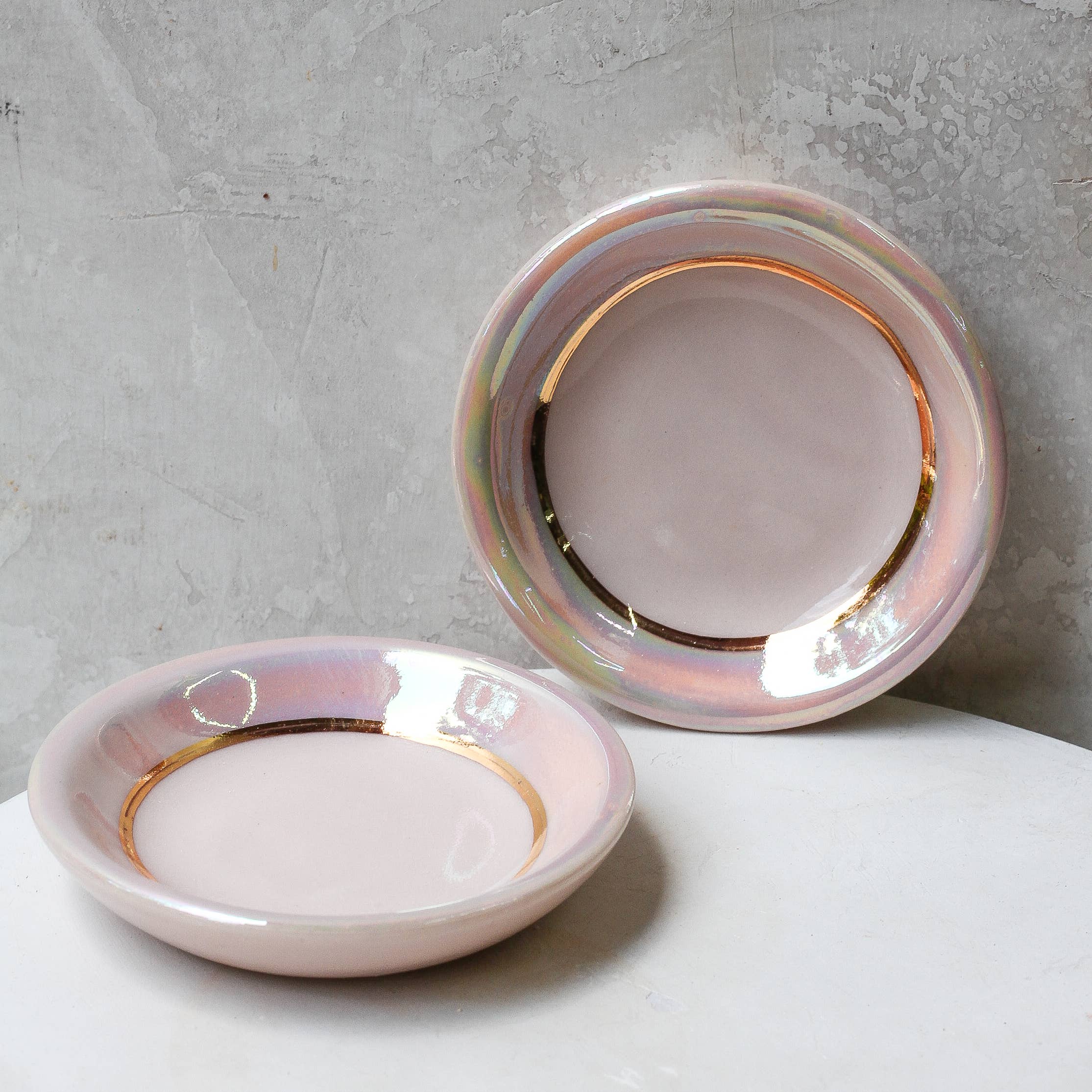 Pink Opal Ring Dish Handmade with Gold