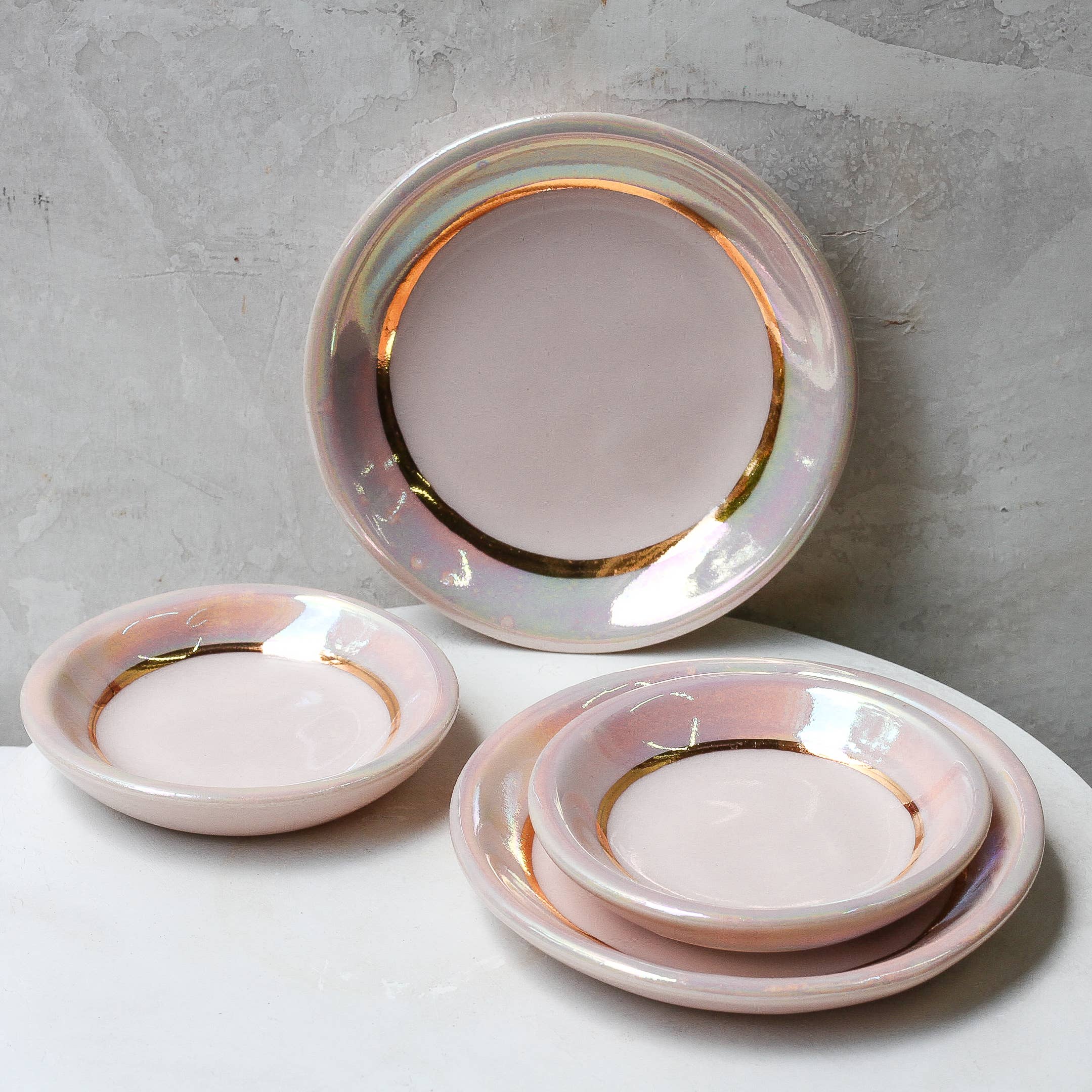 Pink Opal Ring Dish Handmade with Gold - Image 2