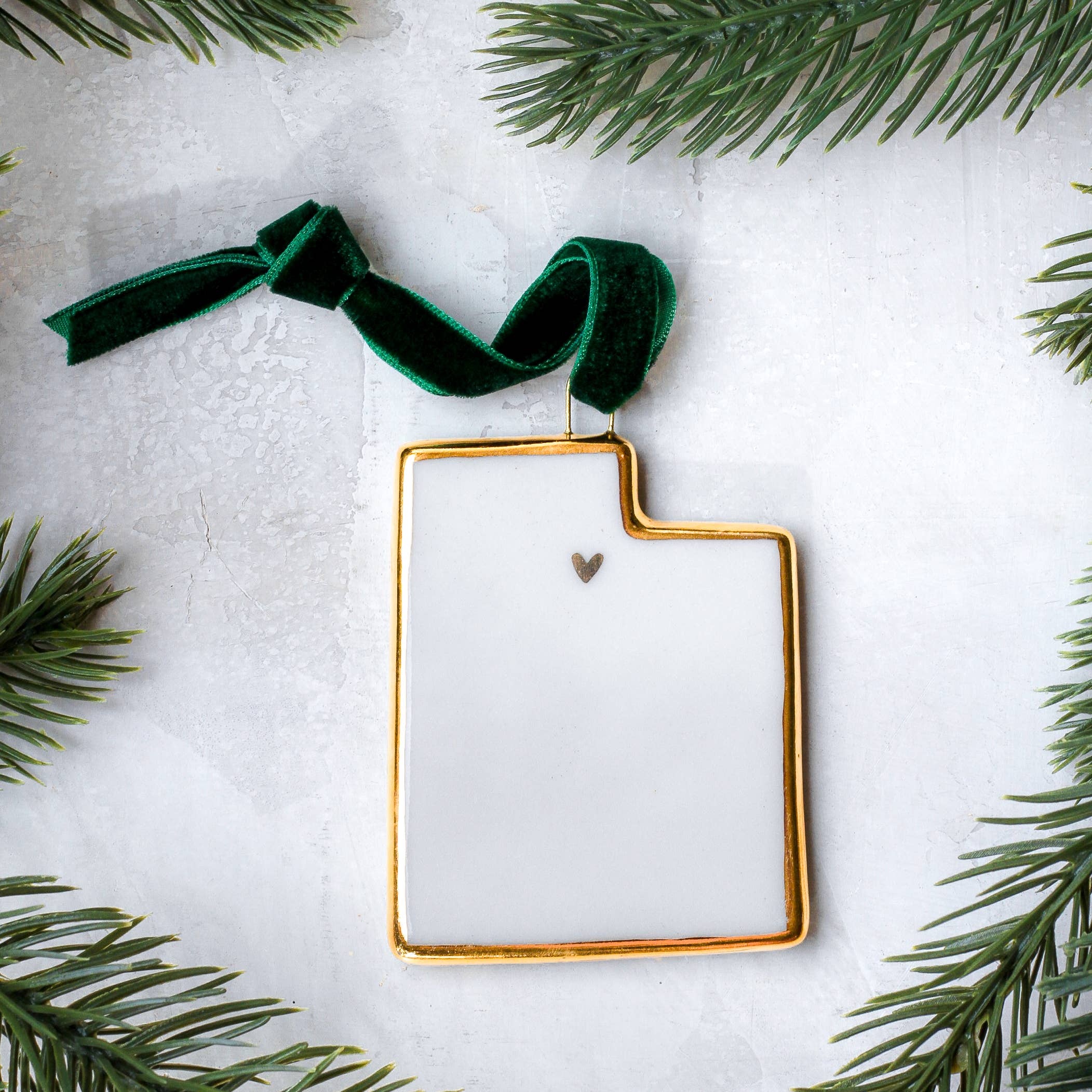 Utah Handmade Porcelain State Ornament w/Gold