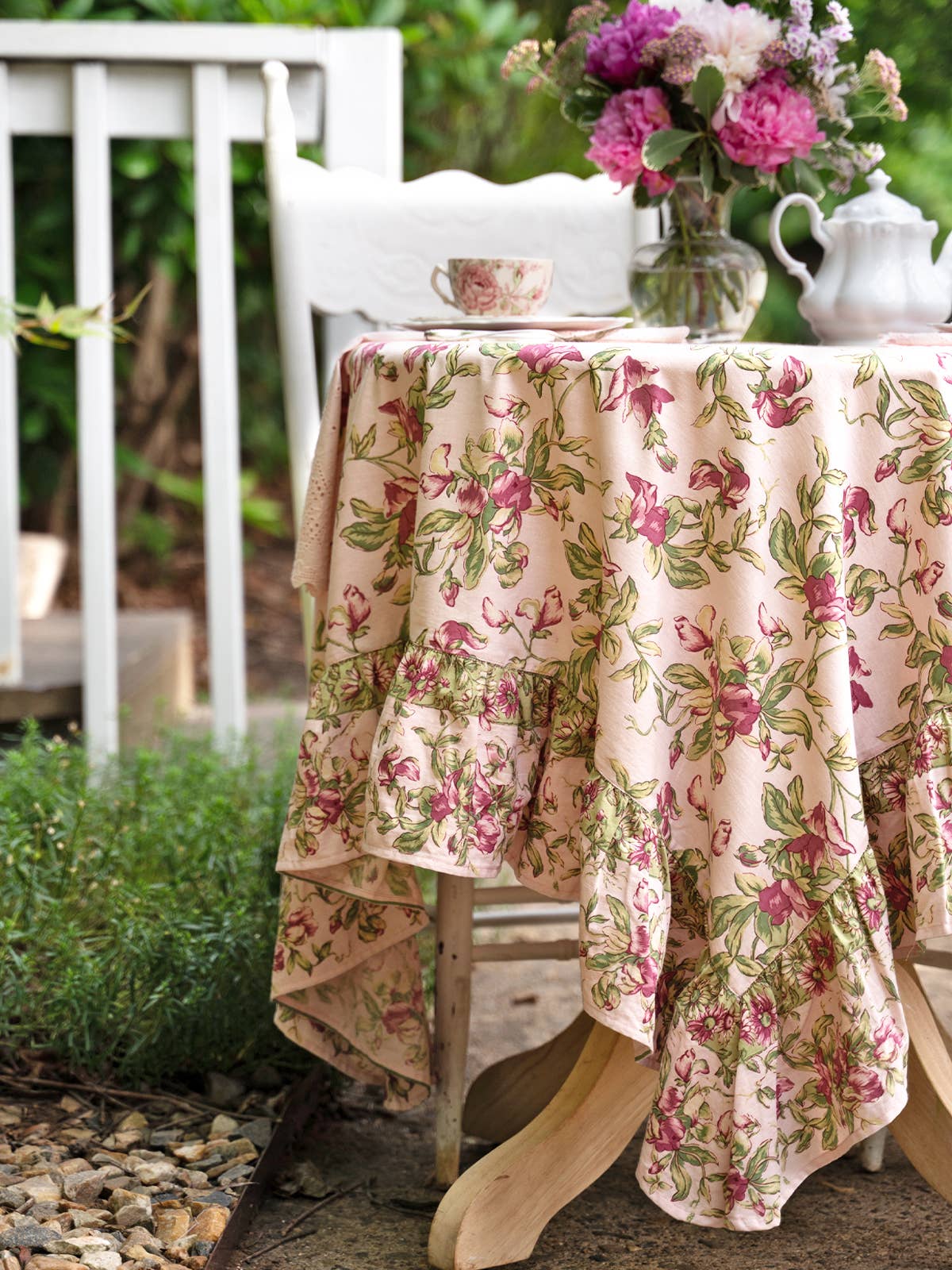 Sweet Pea Ruffle Tablecloth - Rose - Image 3