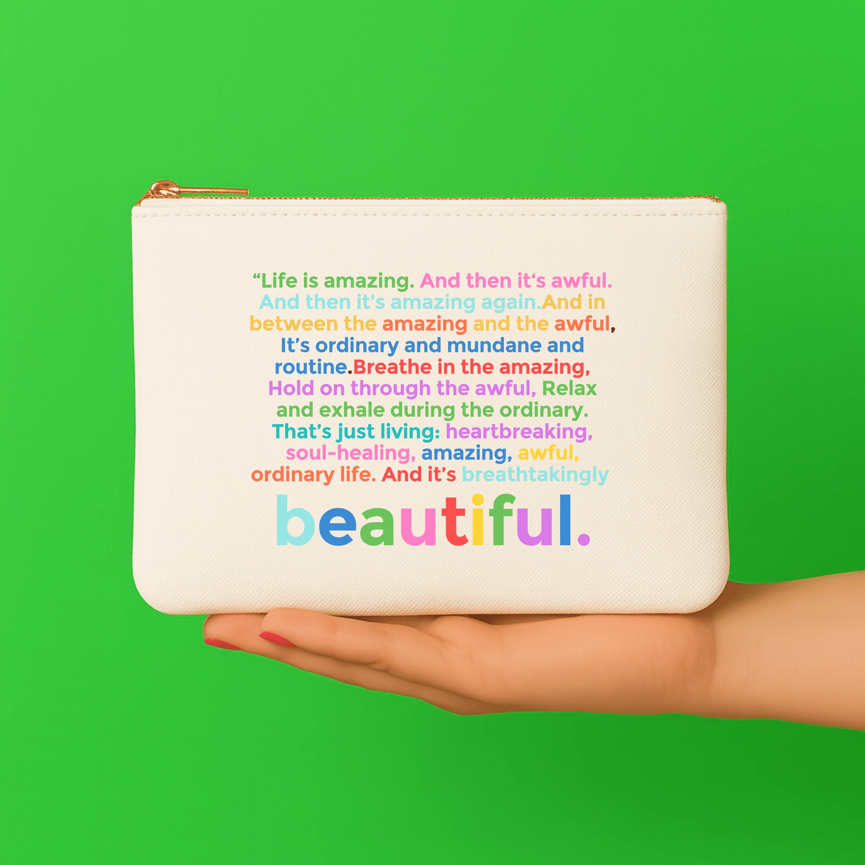 Life is Amazing Color block makeup bag
