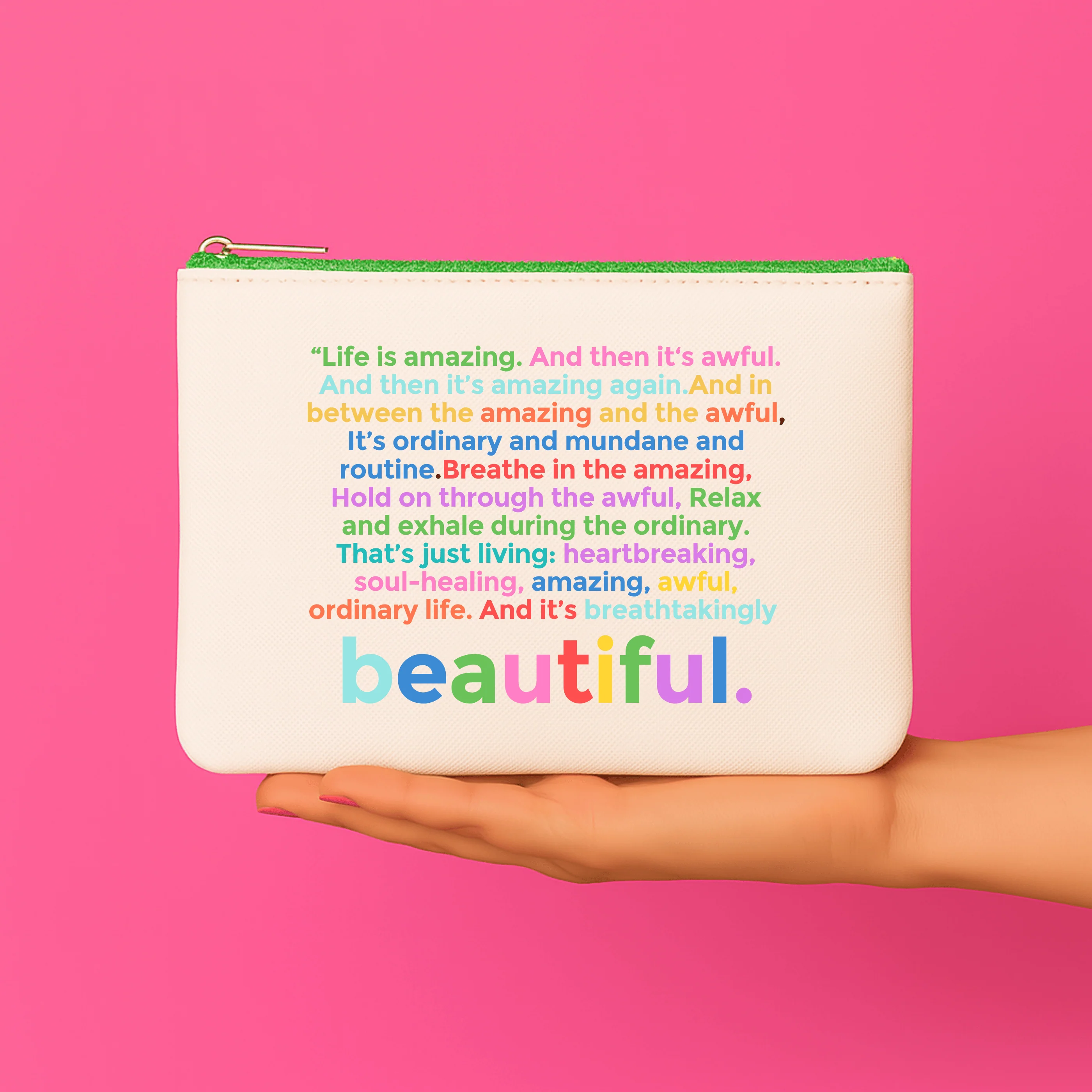 Life is Amazing Color block makeup bag - Image 5
