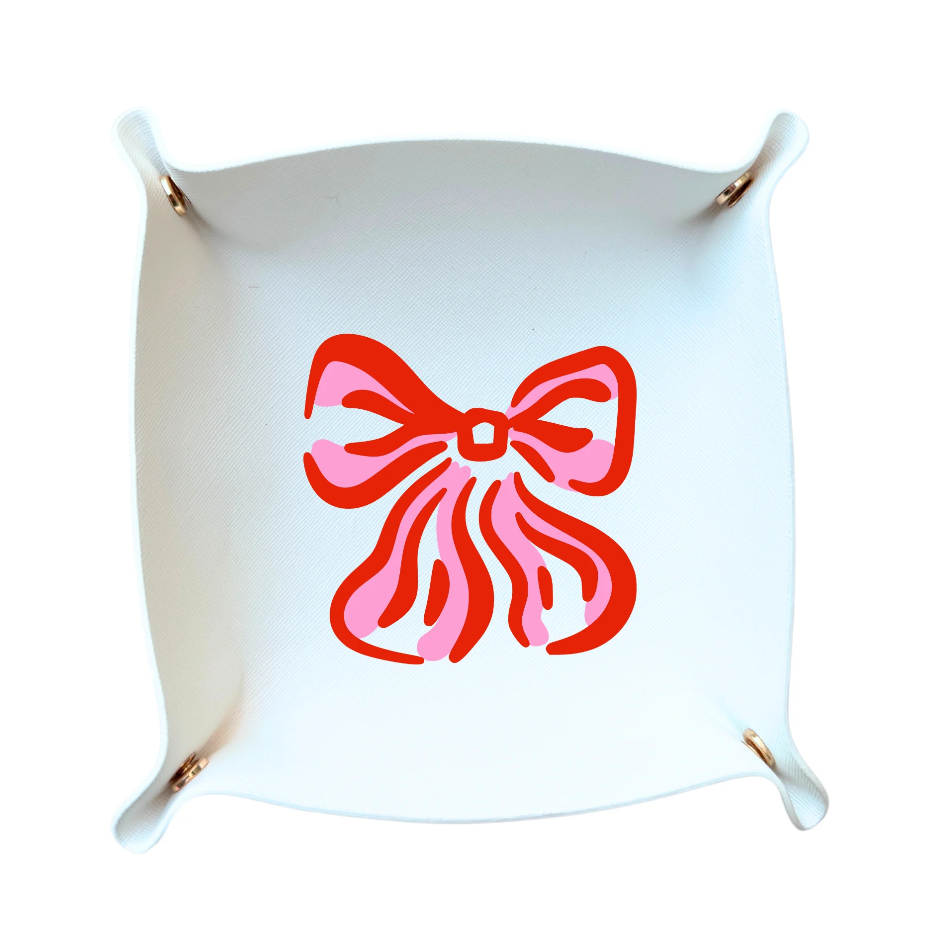 Aspen Lane - Valentines day gift Bow Jewelry Tray |Pink & Red Bow (White) - Image 2