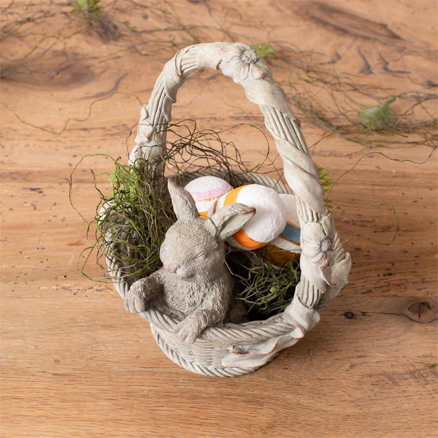 Bunny In Easter Basket - Cement Finish - Image 3