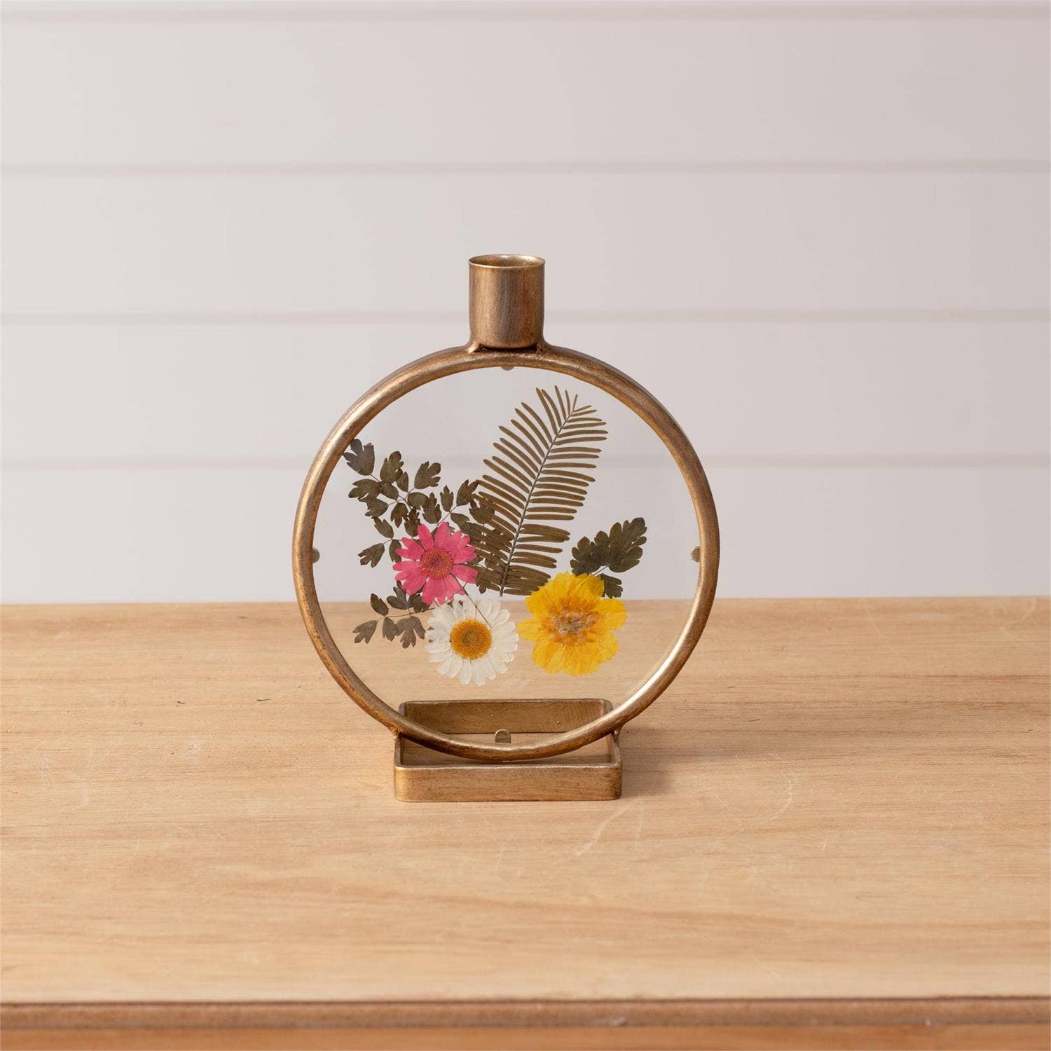 Candle Holder - Glass With Pressed Flowers - Image 2