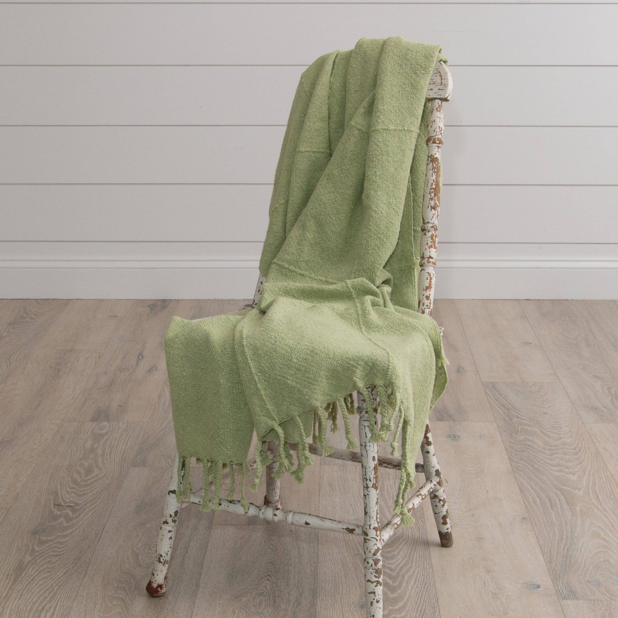 Celery Green Throw With Tassels - Image 2