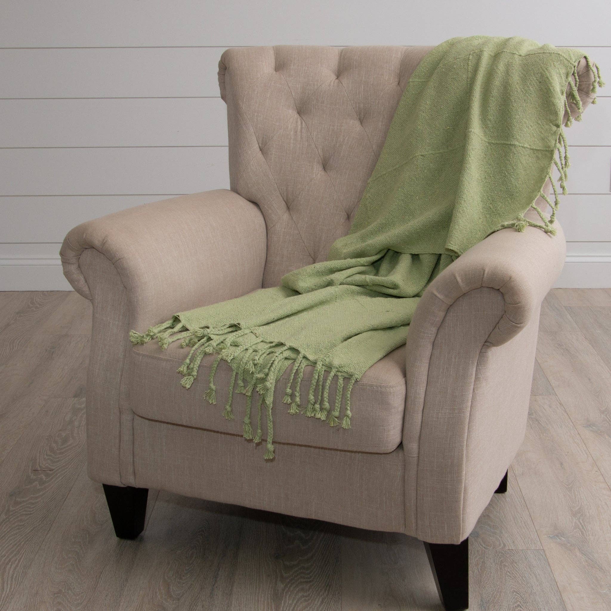 Celery Green Throw With Tassels - Image 3