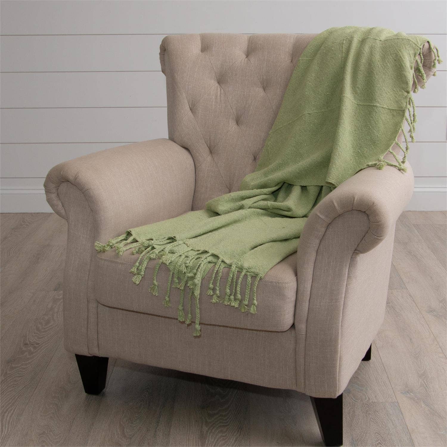Celery Green Throw With Tassels - Image 7