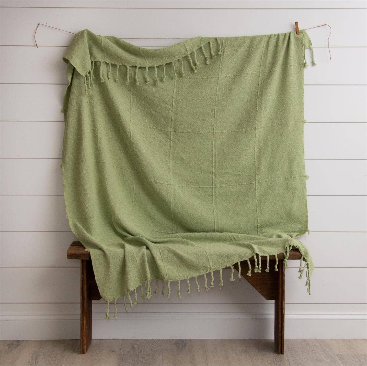 Celery Green Throw With Tassels - Image 8