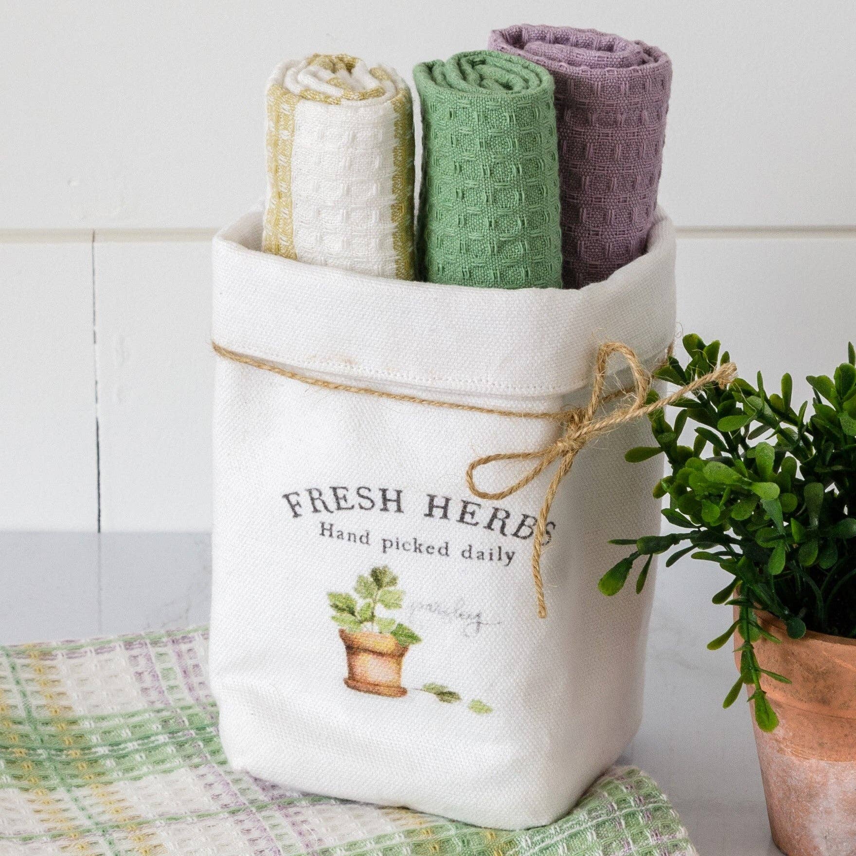 Dish Cloth Set Fresh Herbs (Set Of 4)