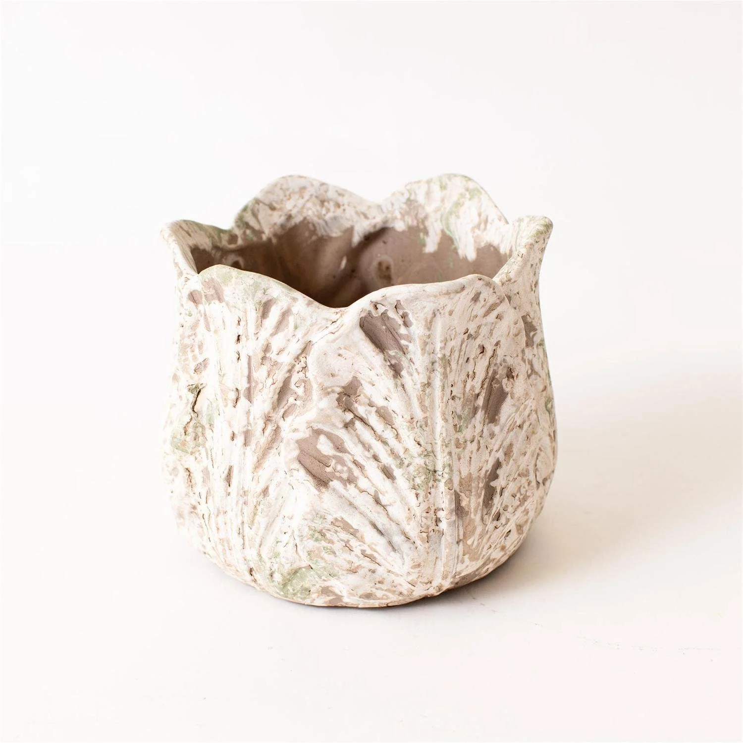 Distressed White Leaf Planter - Image 3