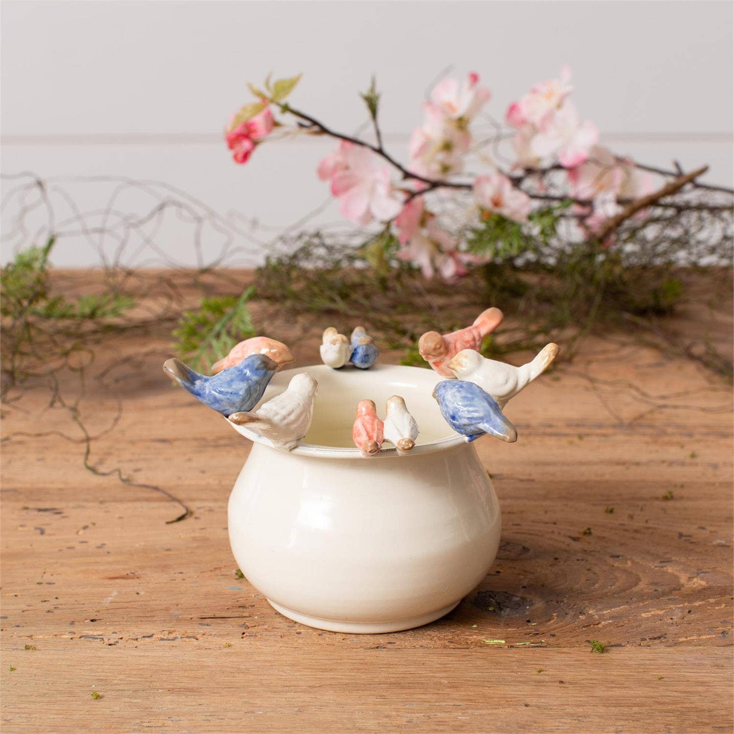 Enamel Pot With Birds On Rim - Image 2
