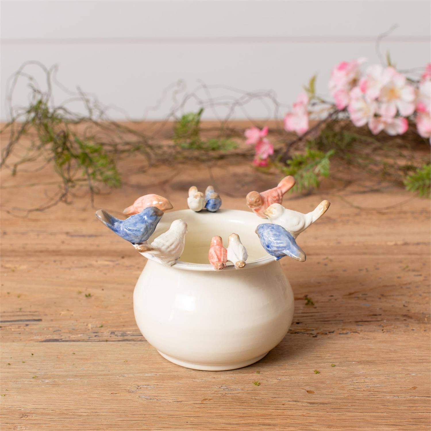 Enamel Pot With Birds On Rim - Image 3