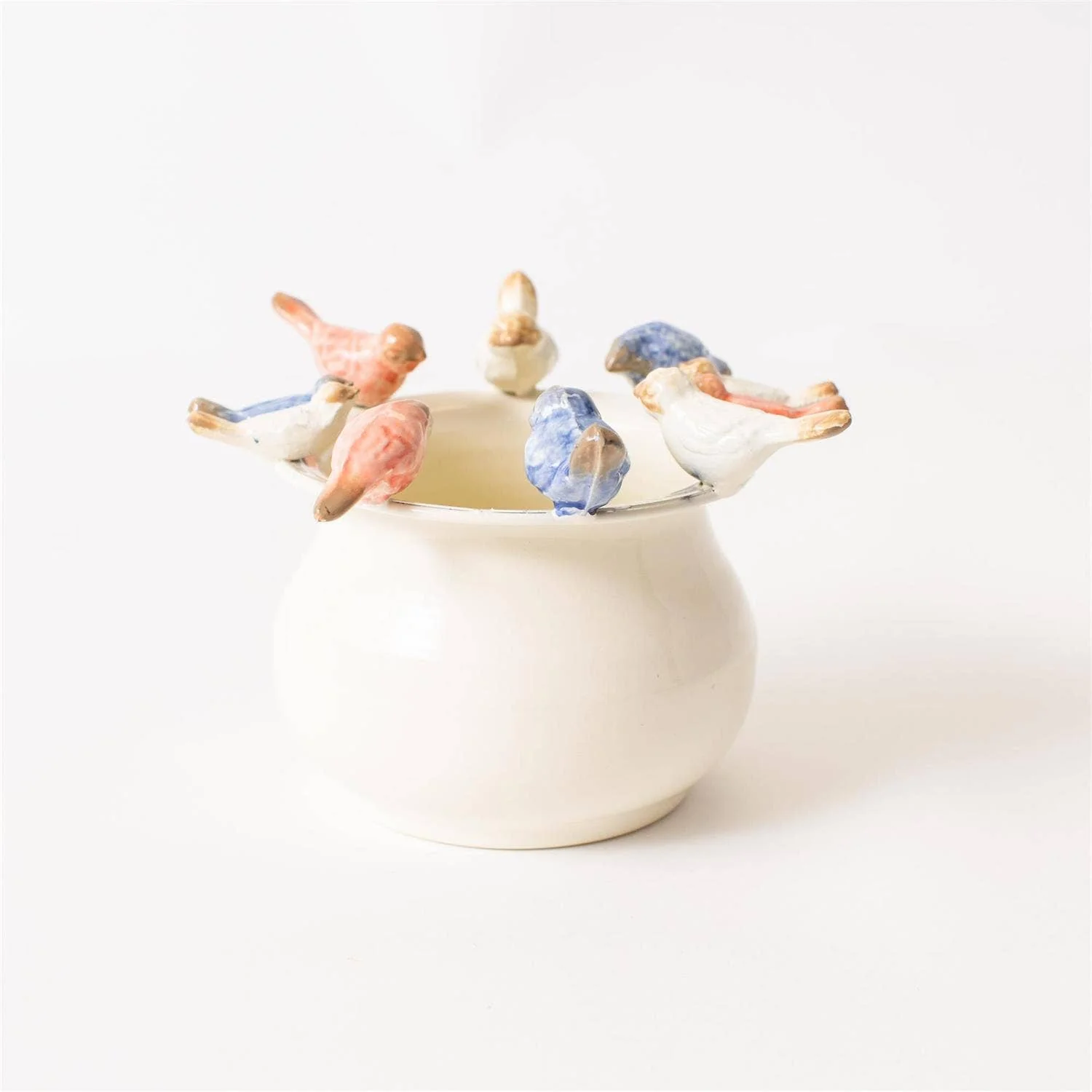 Enamel Pot With Birds On Rim - Image 4