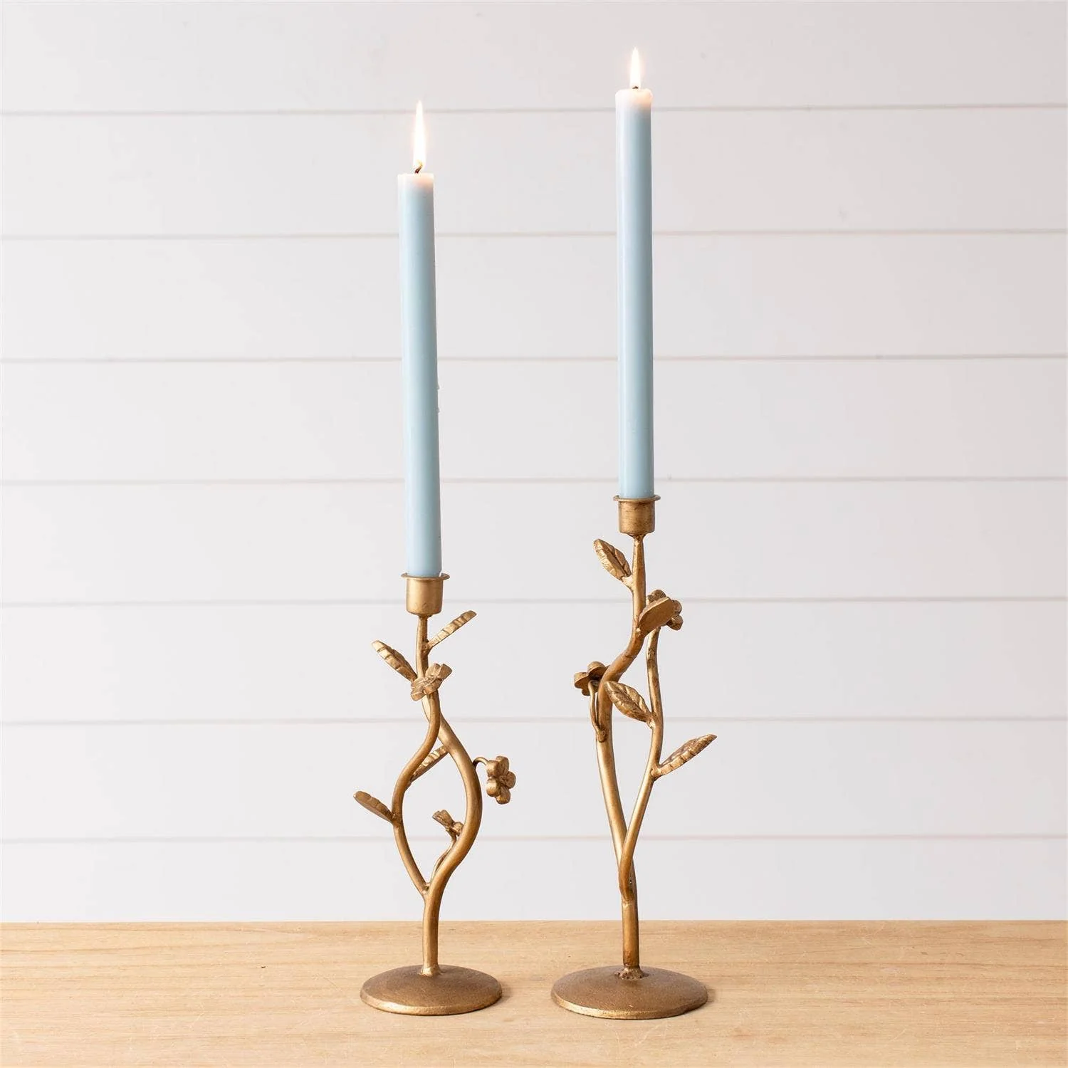 Gold Intertwined Floral Taper Holders (Set Of 2)