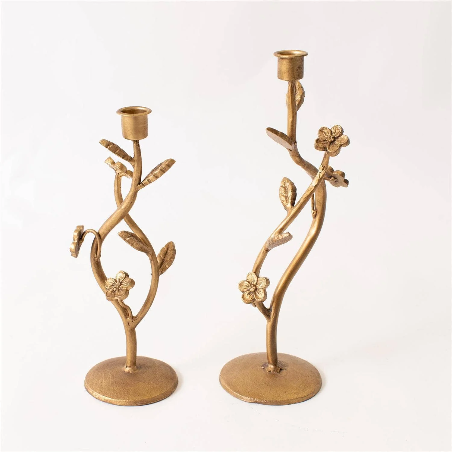 Gold Intertwined Floral Taper Holders (Set Of 2) - Image 4