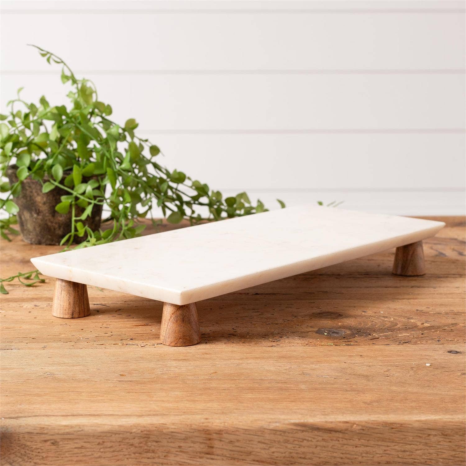 Marble Serving Board With Wood Legs - Image 2