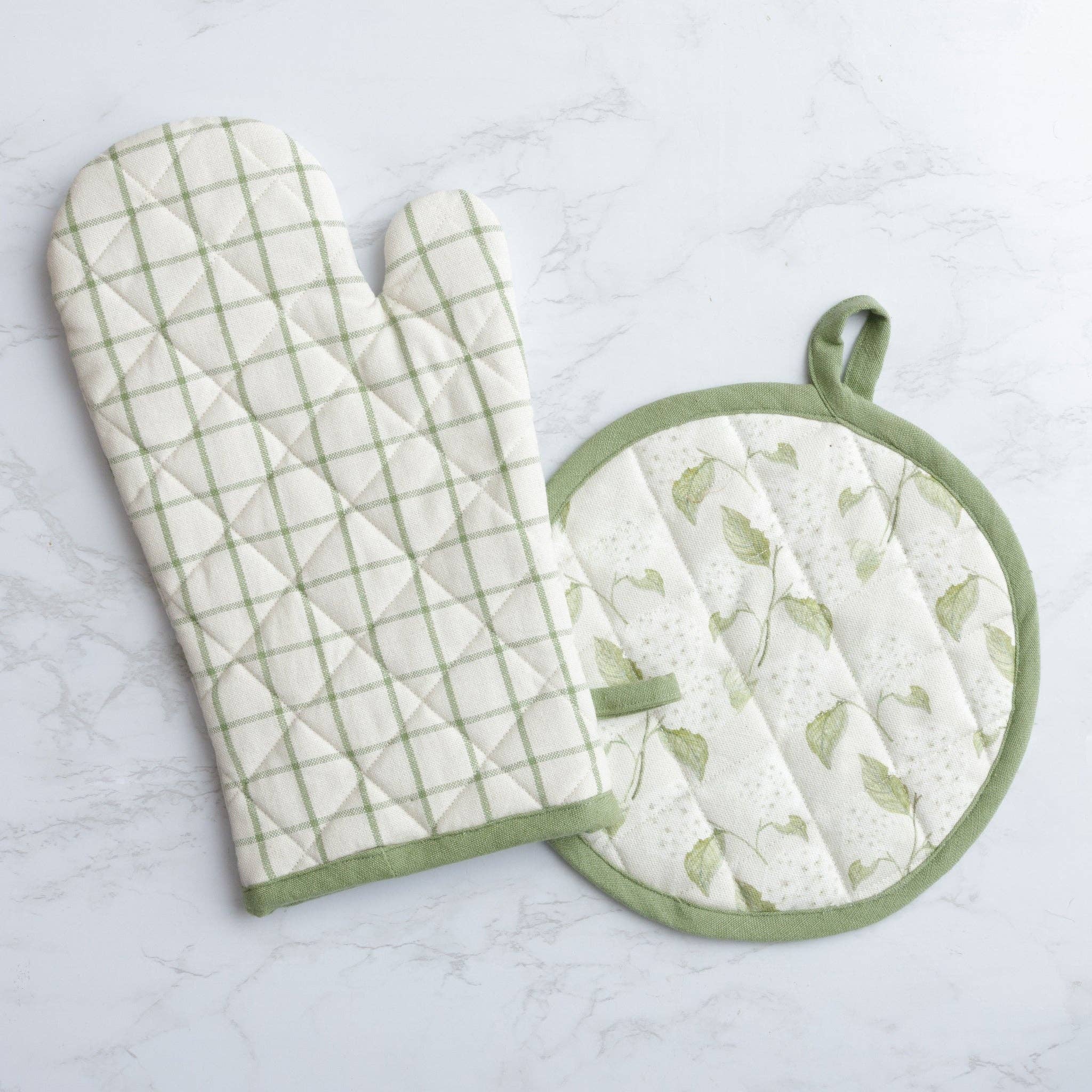 Oven Mitt And Pot Holder White Hydrangea - Image 2