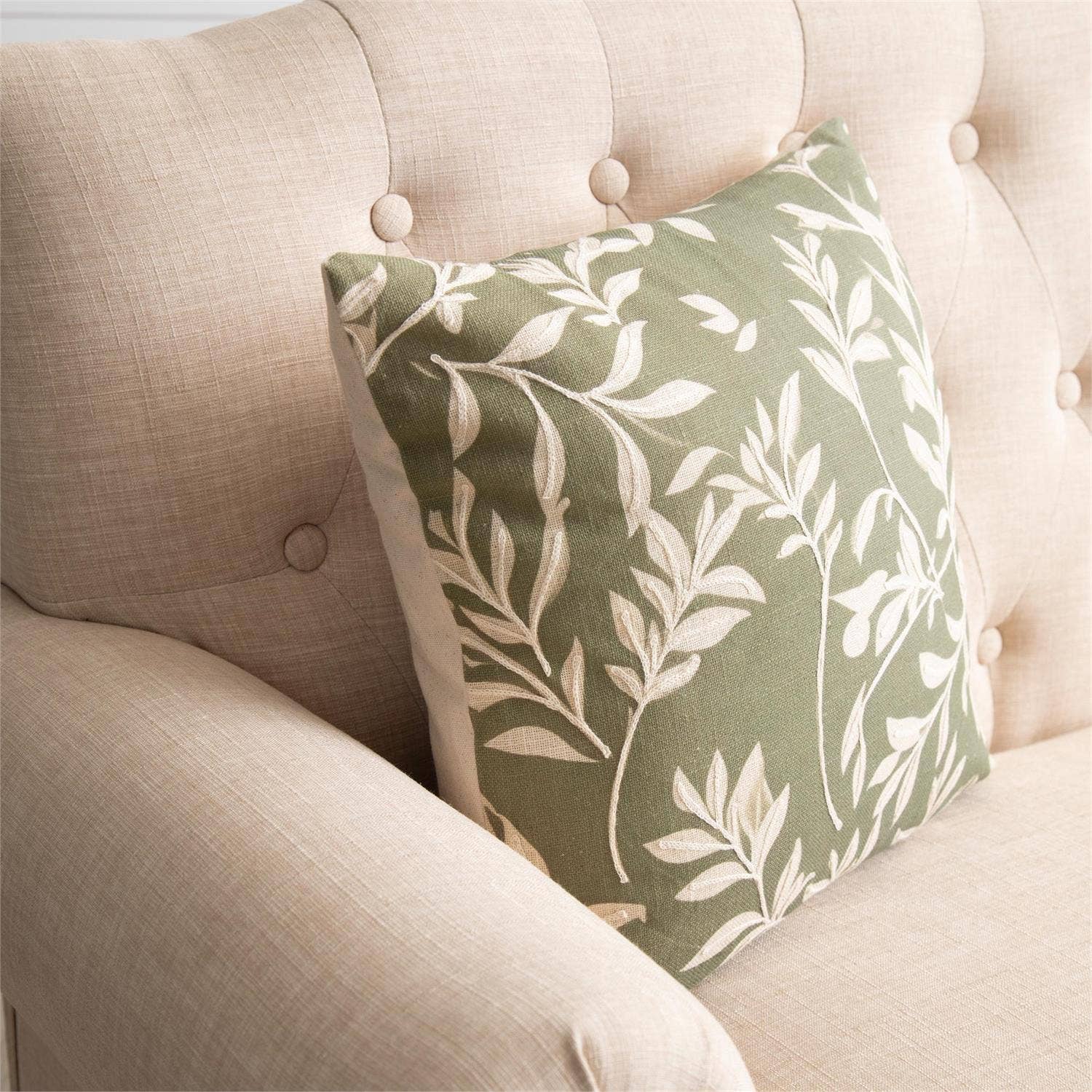 Pillow - Embroidered Leafy Green - Image 2