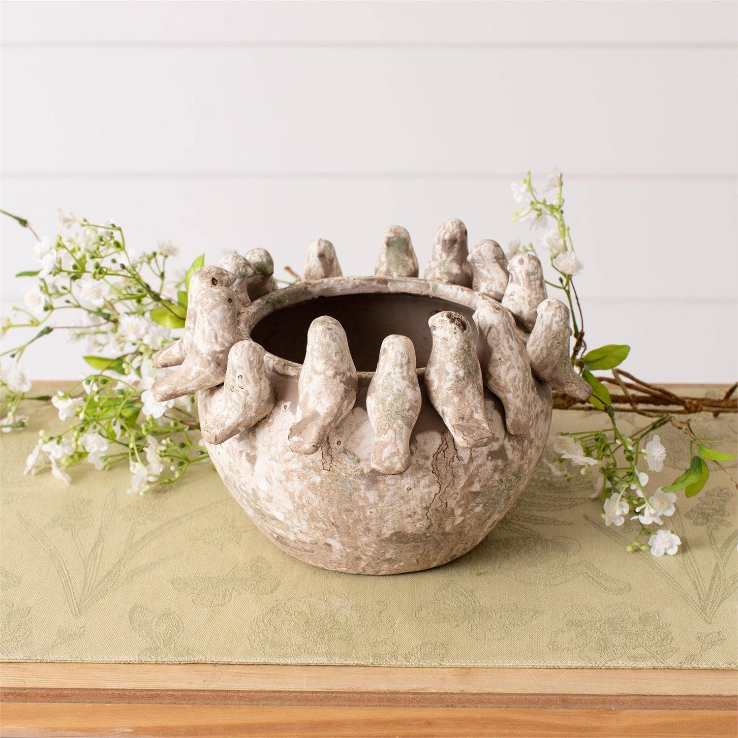 Planter - Rustic Glaze With Birds All Around - Image 2
