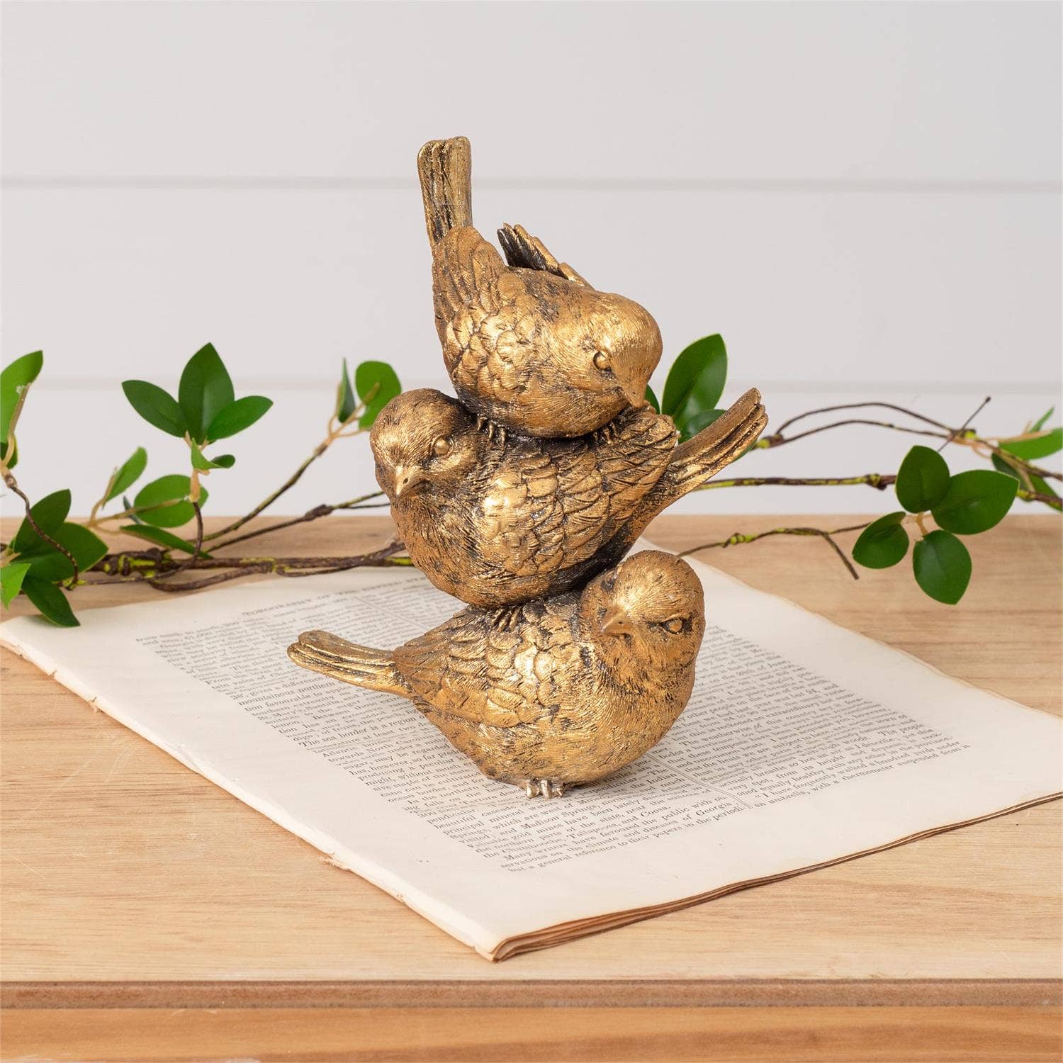 Stacked Gold Tone Bird Figurine