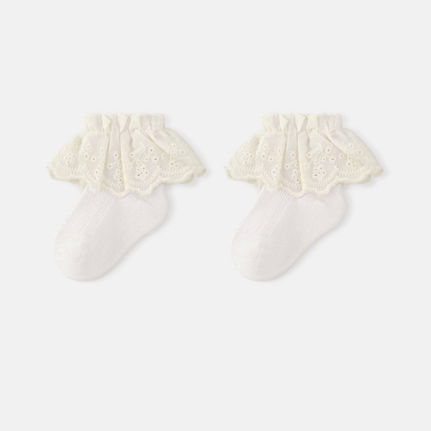Autumn and Spring Baby Kids Girls Breathable Lace Trim Vintage Socks: Beige / S (0-1Y) - Image 6