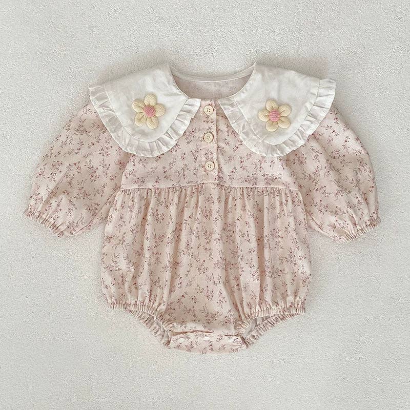 Baby Girls Flower Long-sleeved Bodysuit - Image 4