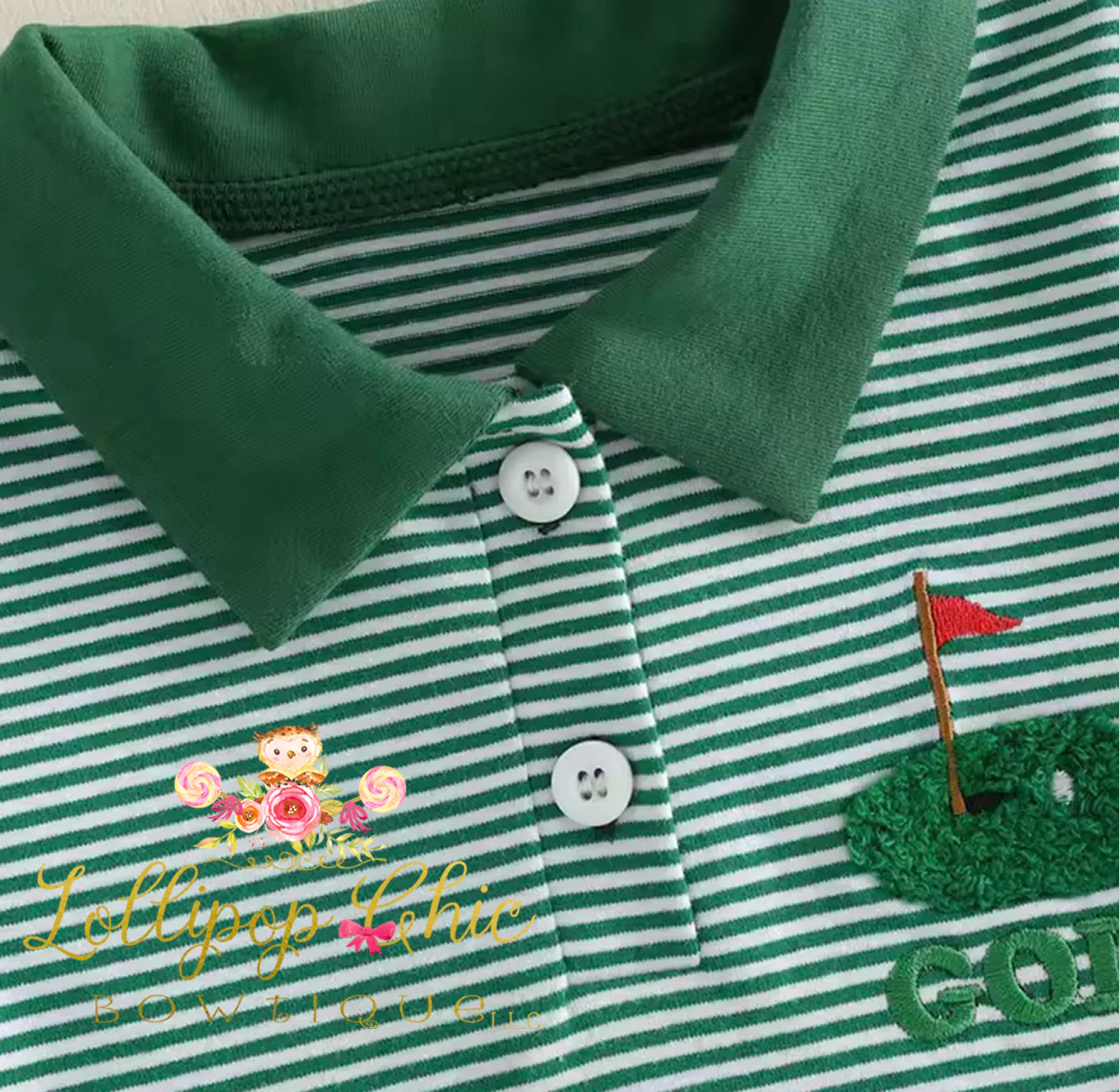 Baby and Toddler Boy Embroidered Dark Green Golf Shorts Set : 12-18M - Image 3