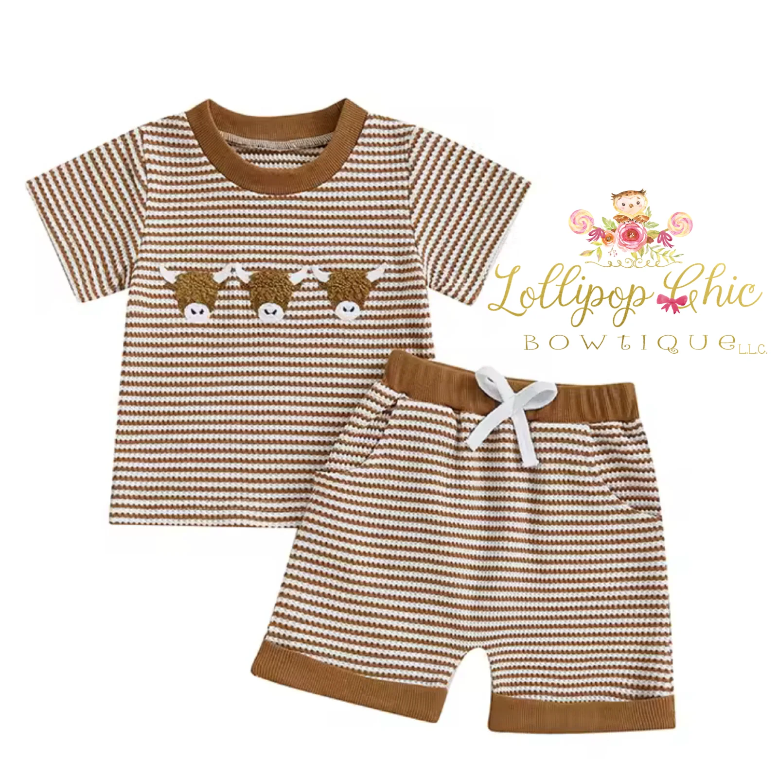 Baby and Toddler Boy Highland Cow Shorts Set: 18-24M