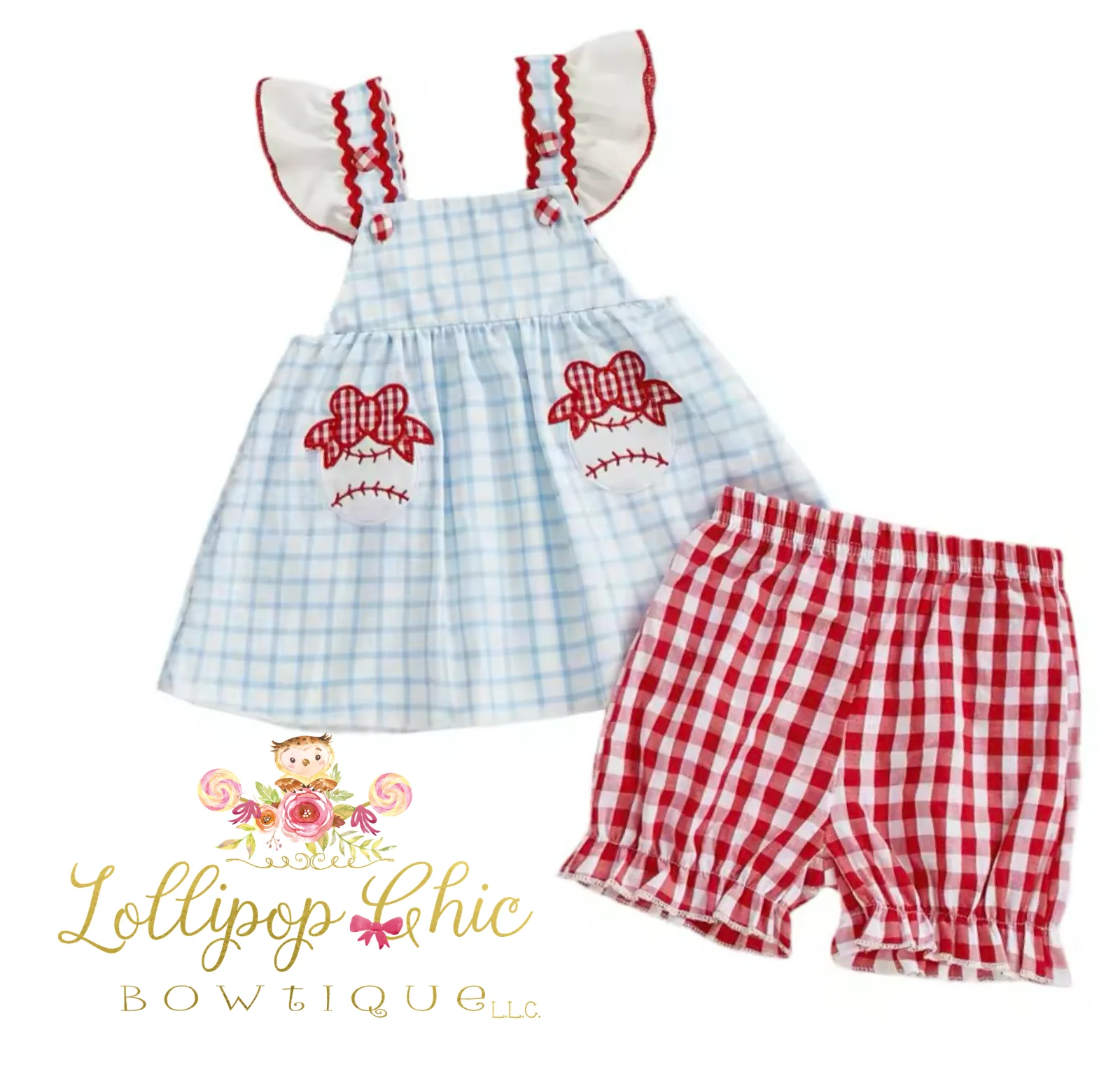 Baby and Toddler Girl Baseball Frilly Short Set: 6-12M