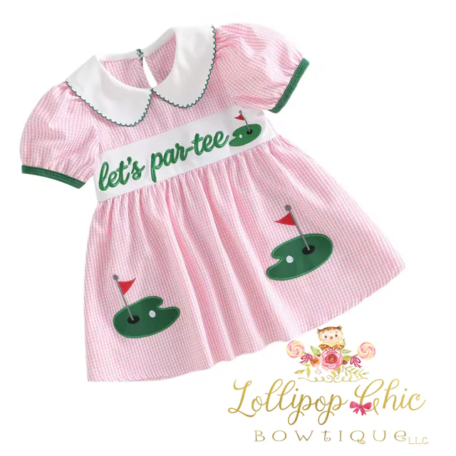 Baby and Toddler Girl Embordered Golf Plaid Dress: 12-18M