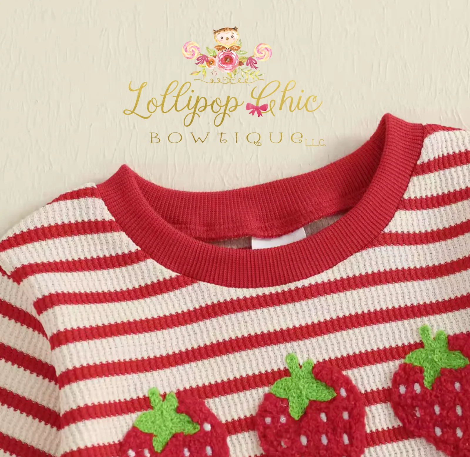 Baby and Toddler Girl Strawberry Embroidery Pant Set: 3-6M - Image 3