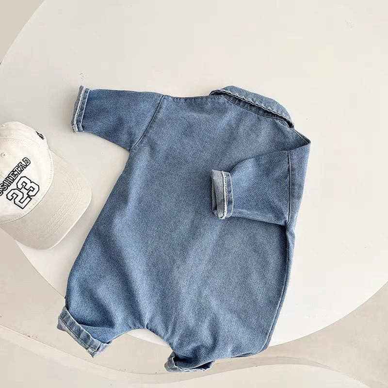 Baby Bear Denim Romper: Dark blue / 18-24M - Image 4